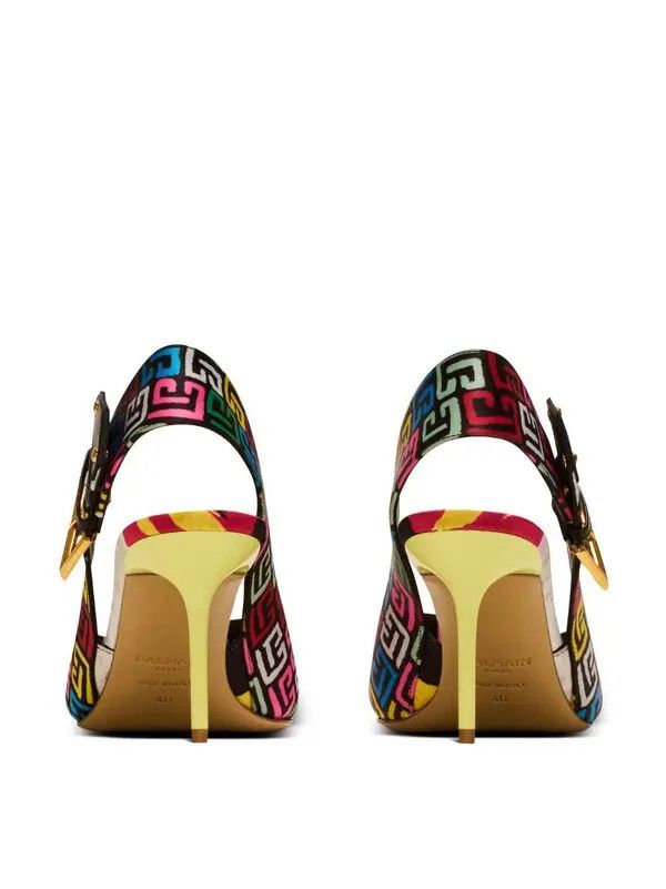 Balmain o1s1wg111225 Monogram-Print Satin Pumps in Multicolor Size US 6 / IT 36 - 4 Thumbnail