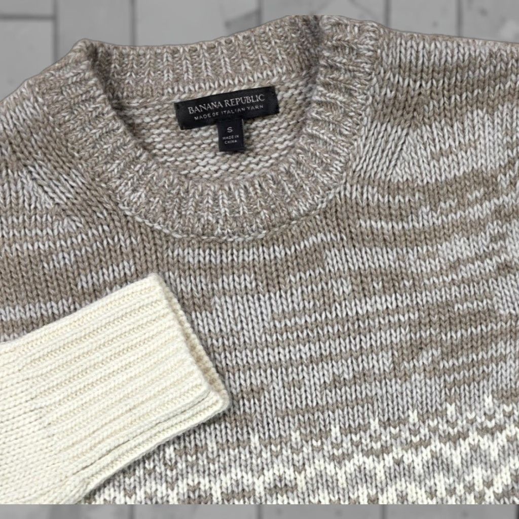 Banana Republic Banana Republic Sweater Womens S Ivory Fair Isle Alpaca Wool Blend Crewneck Classic Luxe Warm Womens Size S / US 4 / IT 40 - 1 Thumbnail