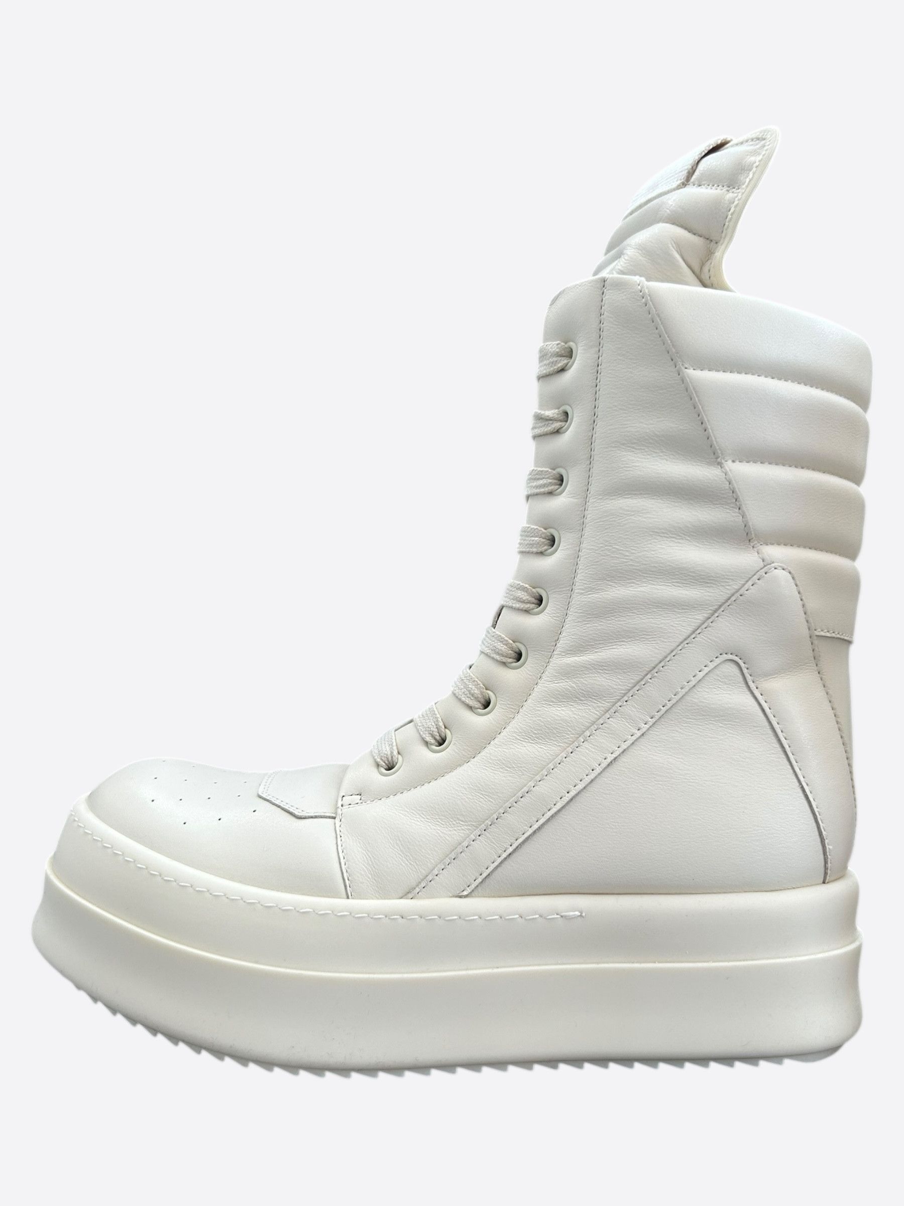 Rick Owens Rick Owens White Mega Geobaskets Size US 7 / EU 40 - 3 Thumbnail