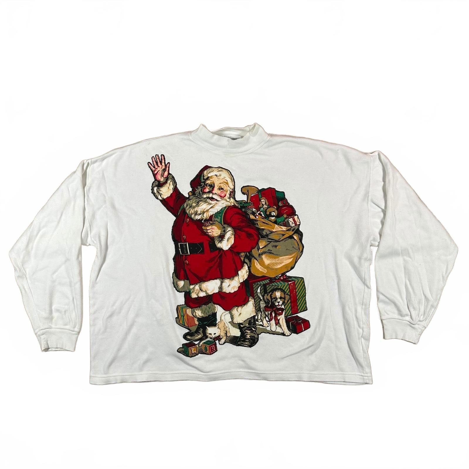 Other White Oak Men Sweatshirt Large White Vintage Santa Claus Size US L / EU 52-54 / 3 - 1 Thumbnail