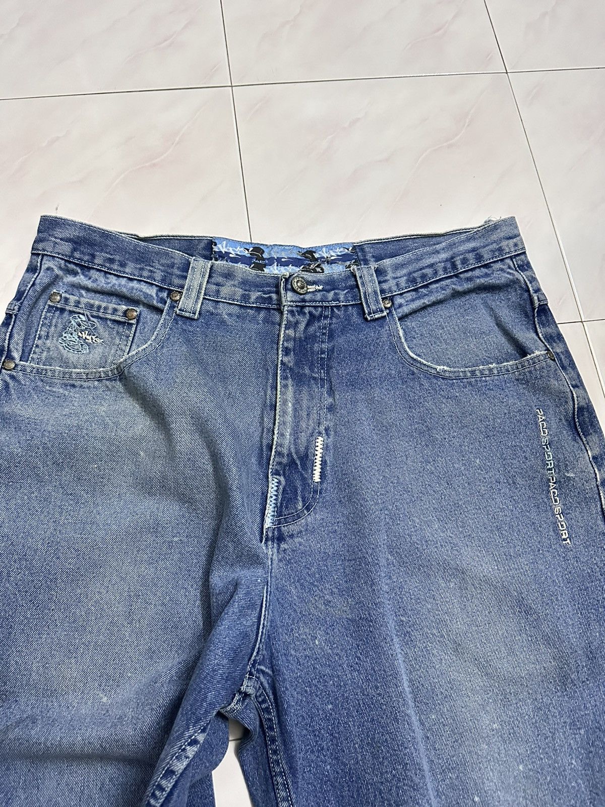 JNCO Distressed Paco Painted Embroidered Baggy Jeans Y2K Jnco Size US 36 / EU 52 - 5 Thumbnail