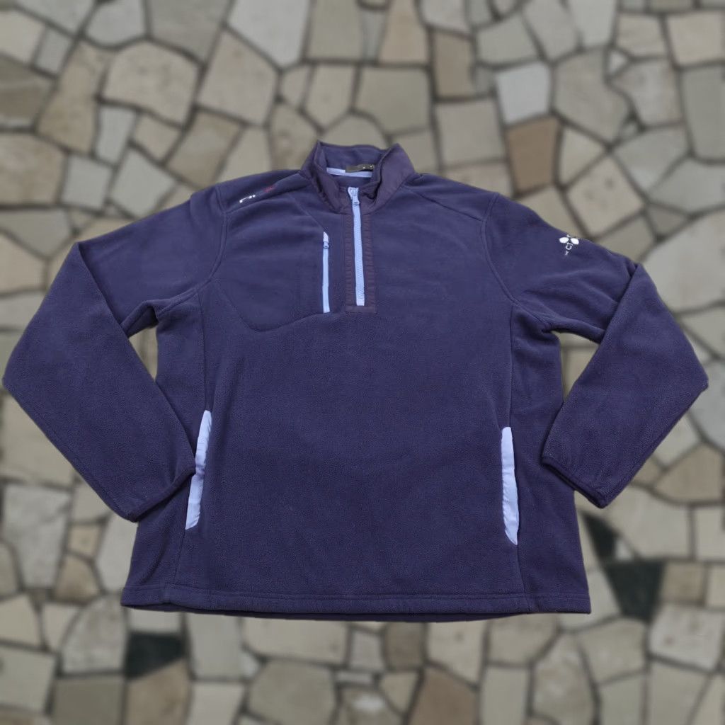 RLX Ralph Lauren Sweater Mens Large Blue 1/4 Zip Fleece Pullover Performance