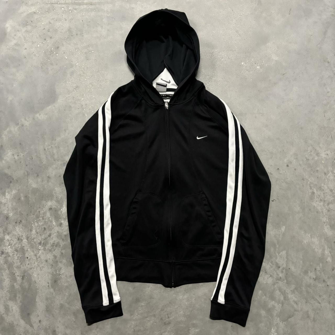 Nike × Vintage Crazy Vintage Y2K/2000s Black Nike Athletic Essential Track Zip Up Hoodie! Size M / US 6-8 / IT 42-44 - 1 Thumbnail