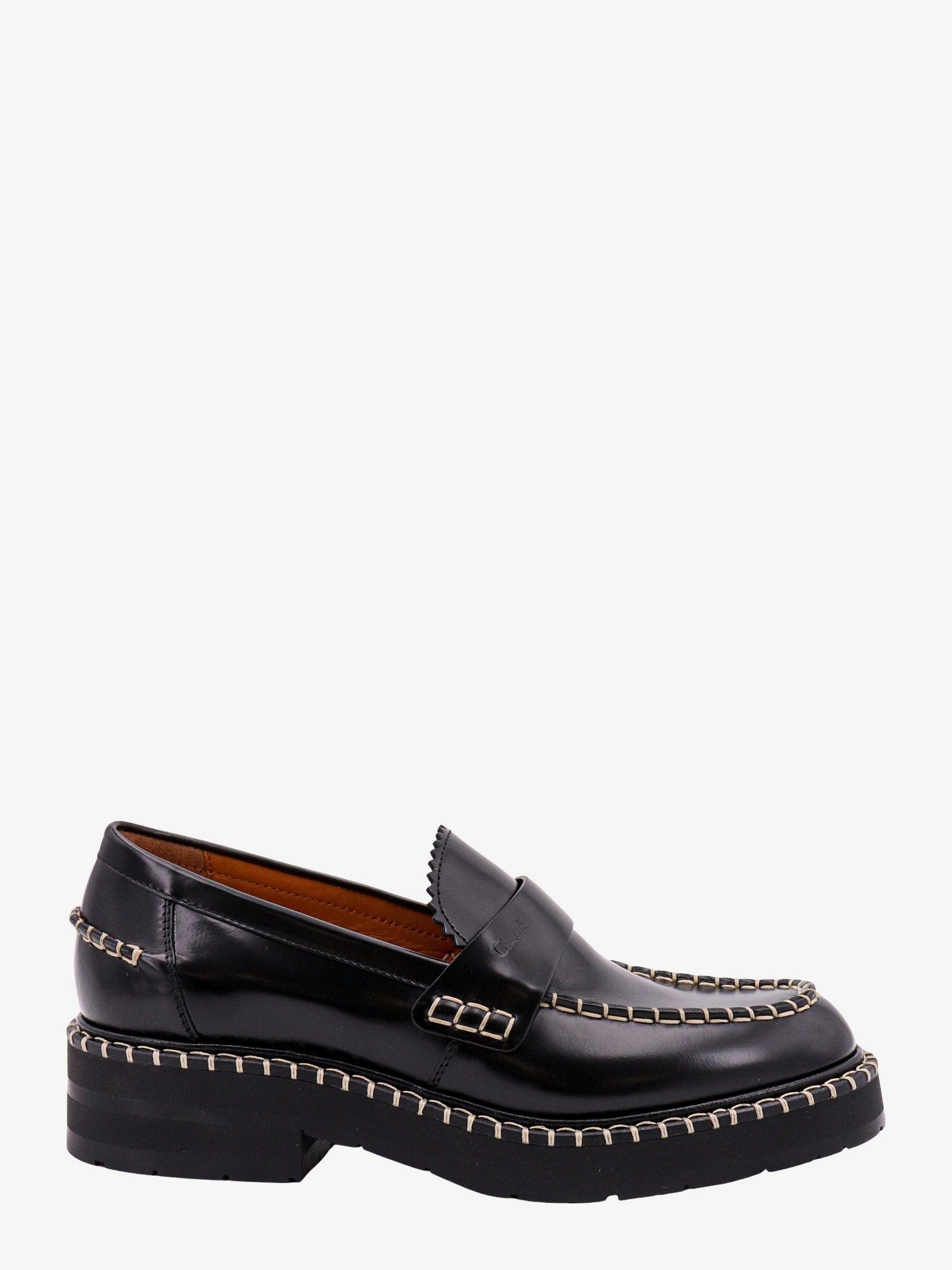 Chloé Black Calf Leather Bos Taurus Slip-On Loafers