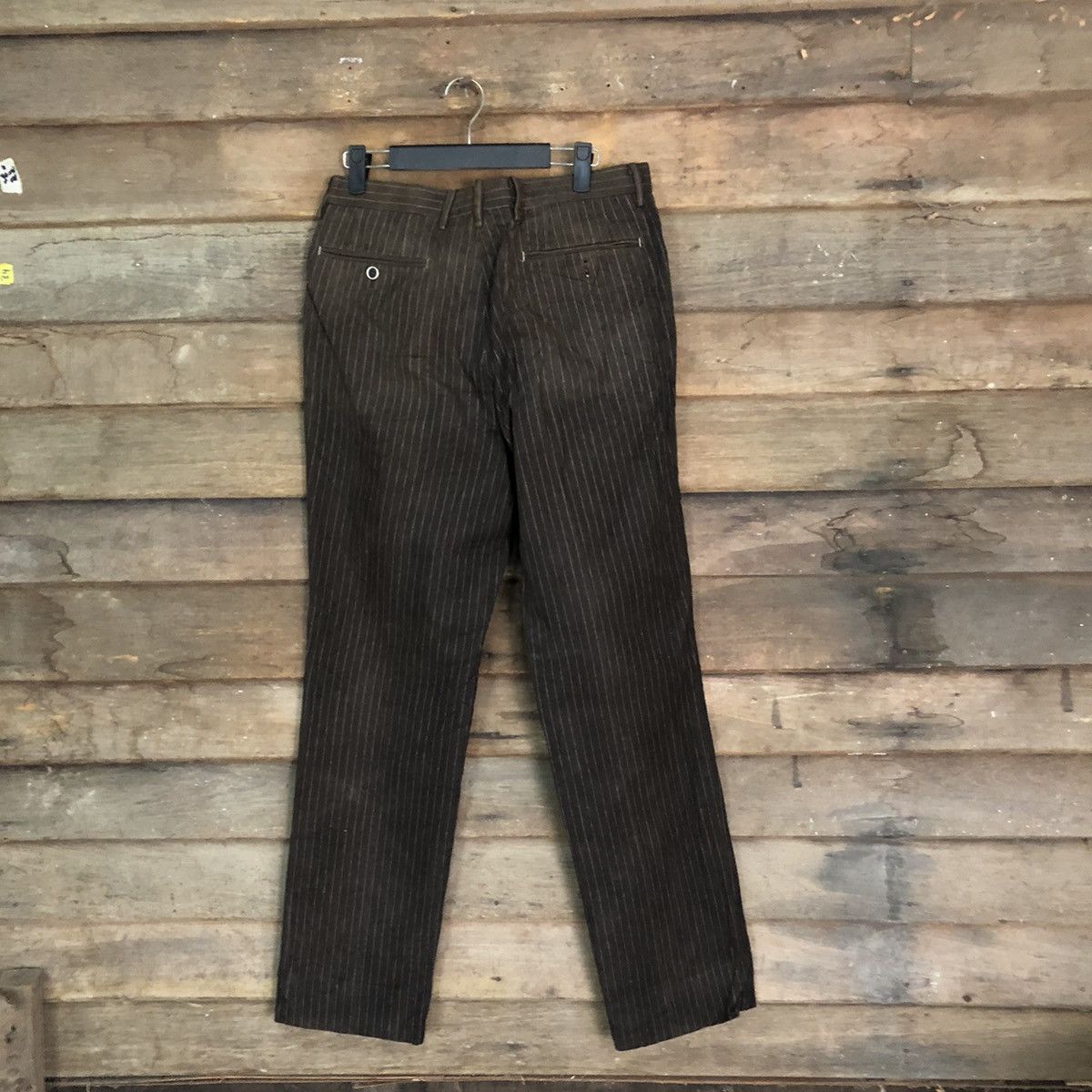 Vintage DL The Suit Company stripe Dark Brown Casual Pants #S2798 Size US 31 - 11 Thumbnail