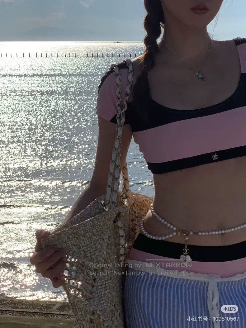 Chanel Chanel Pink and black striped short top Size XXS / US 00 / IT 34 - 8 Thumbnail