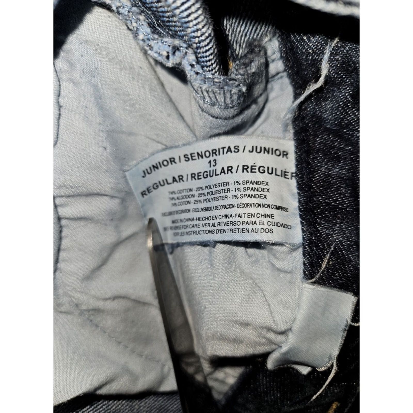 Vintage L.E.I. Ashley Trouble Jeans Skinny Denim 13 Juniors Low Rise Blue Embroidered, 90s Preppy Womens Jeans Size 34" / US 12 / IT 48 - 3 Thumbnail