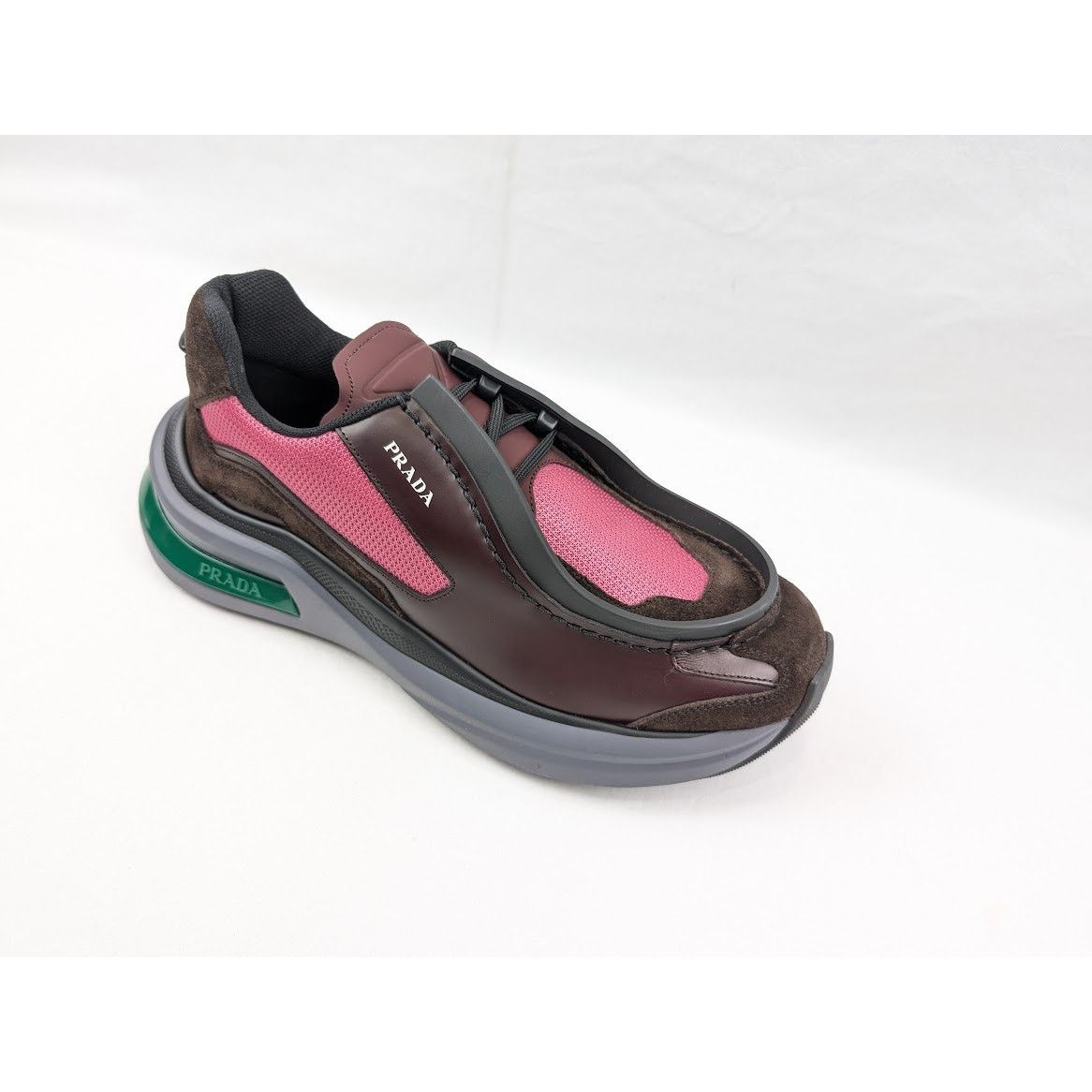 Prada o1rshd1 Brushed Leather Sneakers Bike Fabric Suede Size US 10 / EU 43 - 3 Thumbnail