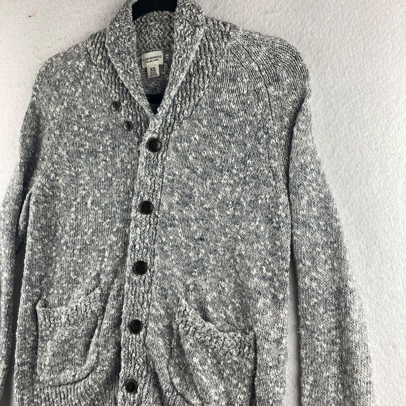 Club Monaco Club Monaco Sweater Womens XS Gray Cardigan Button Front Double Pockets Linen Cotton Blended Fabric Modern Womens Size XS / US 0-2 / IT 36-38 - 7 Thumbnail