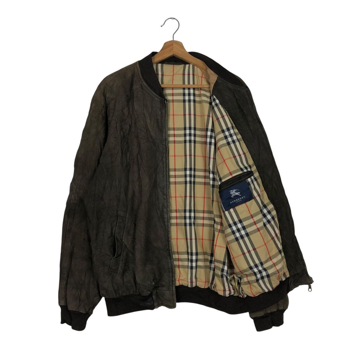Burberry × Vintage Burberry London leather jacket nova check zip
