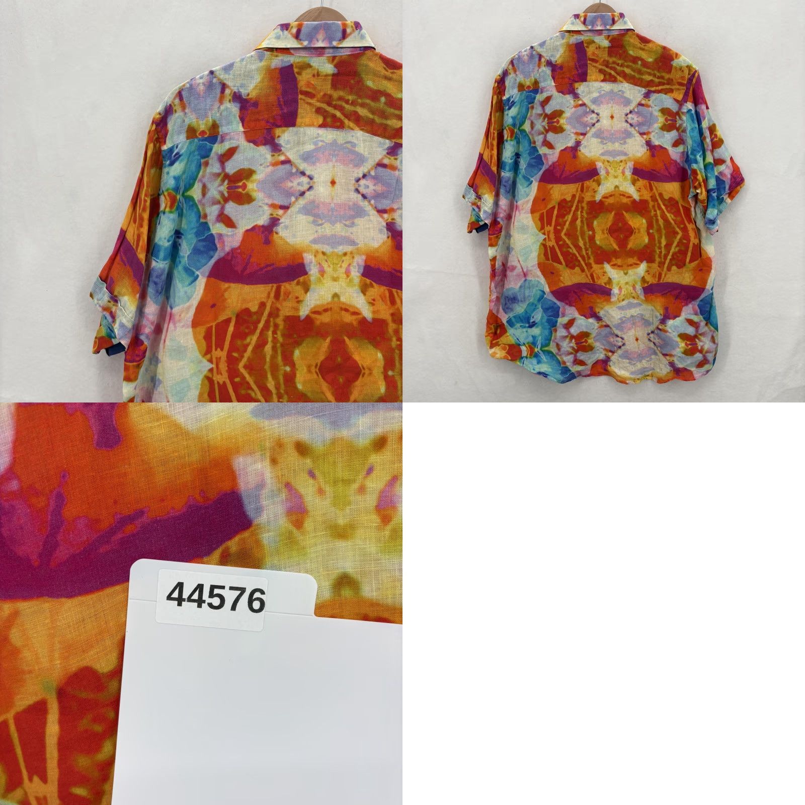 BUGATCHI Bugatchi Shirt Mens Large Multicolor Linen Short Sleeve Abstract Button Up Art Size US L / EU 52-54 / 3 - 9 Thumbnail