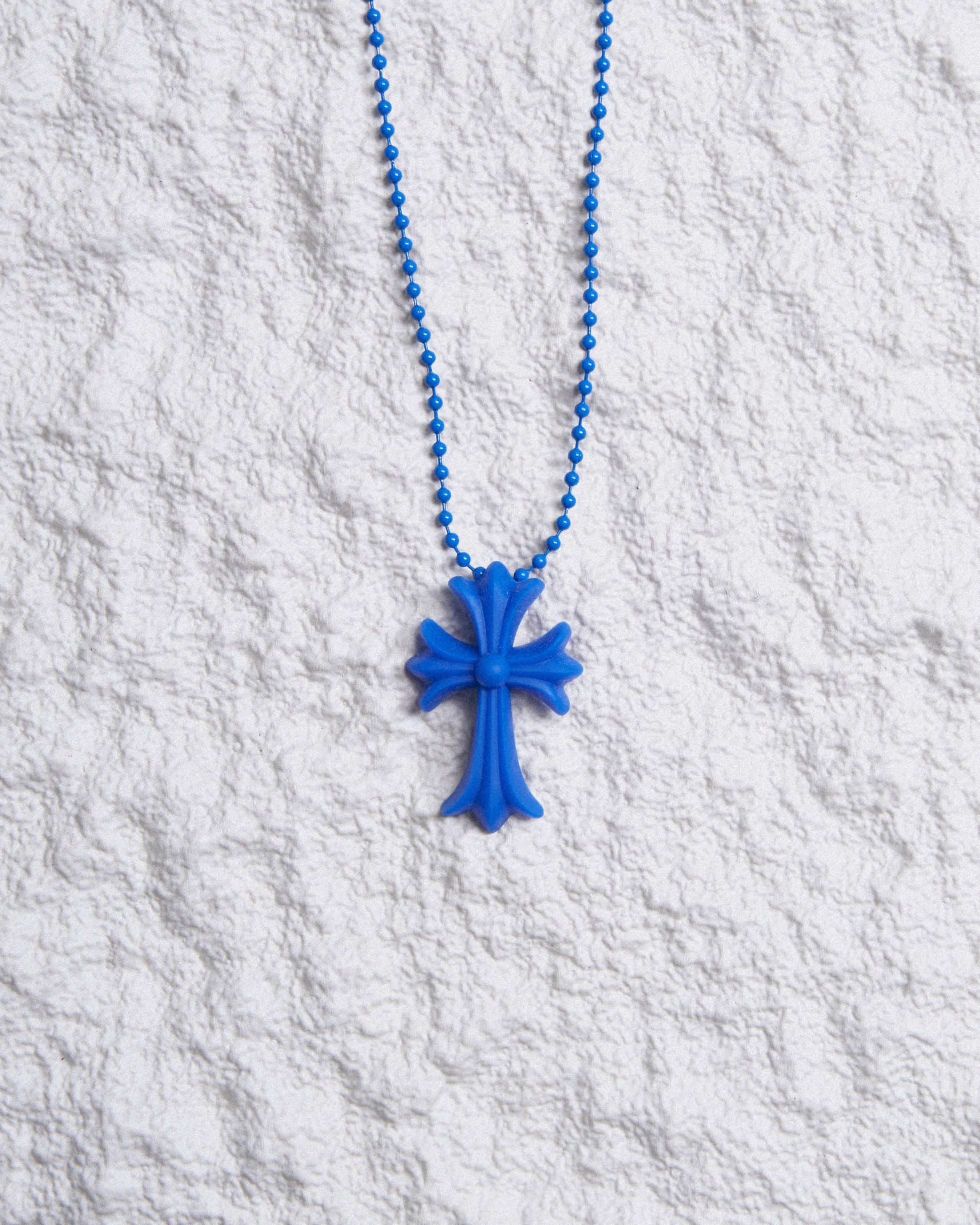 Chrome Hearts Chrome Hearts Silicrome Cross Necklace Blue Size ONE SIZE - 1 Thumbnail
