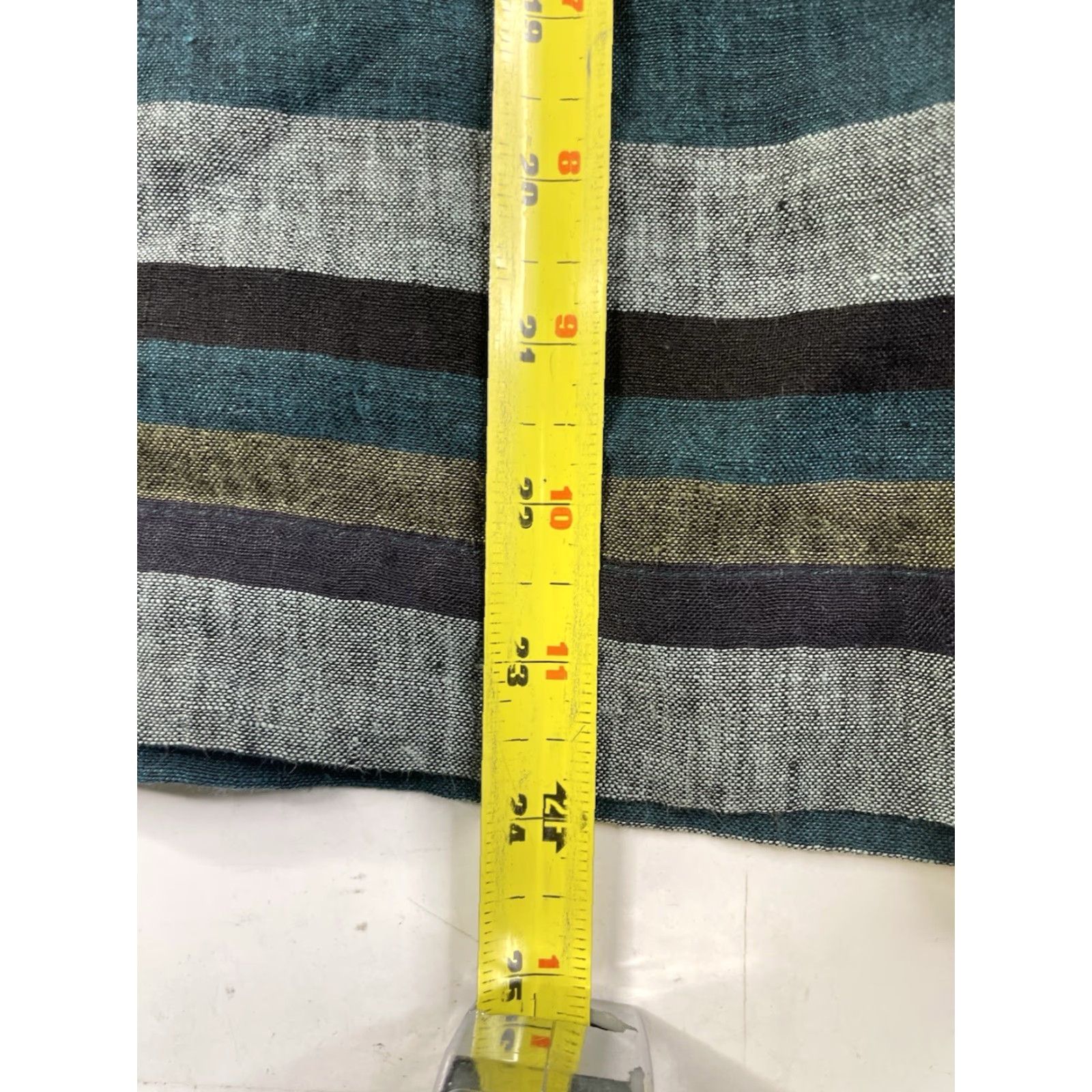 Eileen Fisher Eileen Fisher Blouse Shirt Teal Organic Linen Bateau Neck Striped 3/4 Sleeve Petite PM Women Sh Size M / US 6-8 / IT 42-44 - 5 Thumbnail