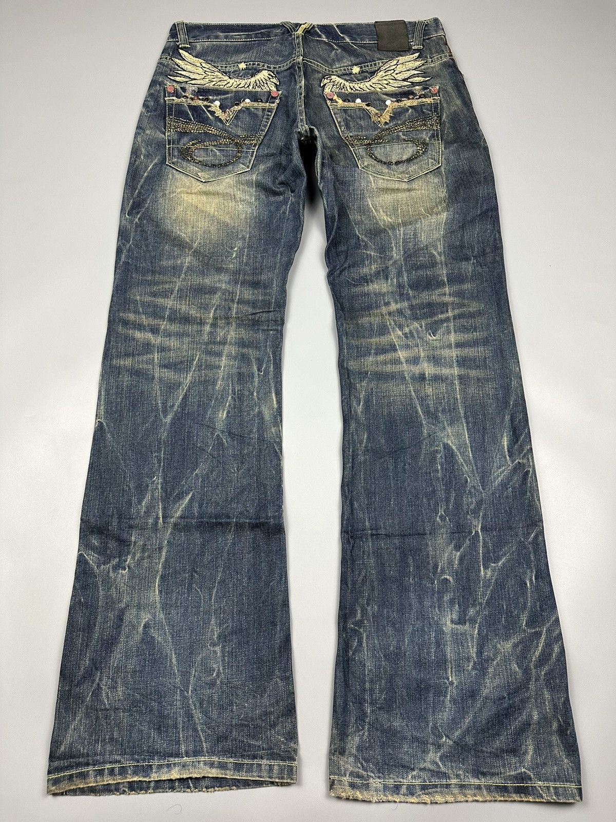 If Six Was Nine 🔥Rare🔥Red Pepper Embroidered Whiskered Flare Denim Size US 36 / EU 52 - 4 Thumbnail