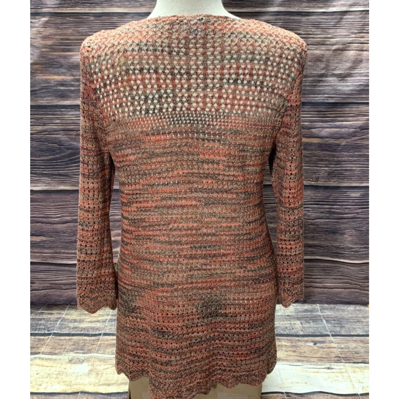 Vintage VINTAGE 99 Jane Street Womens Pullover Knit Sweater Large V-Neck Long Sleeve Salmon Size L / US 10 / IT 46 - 3 Thumbnail