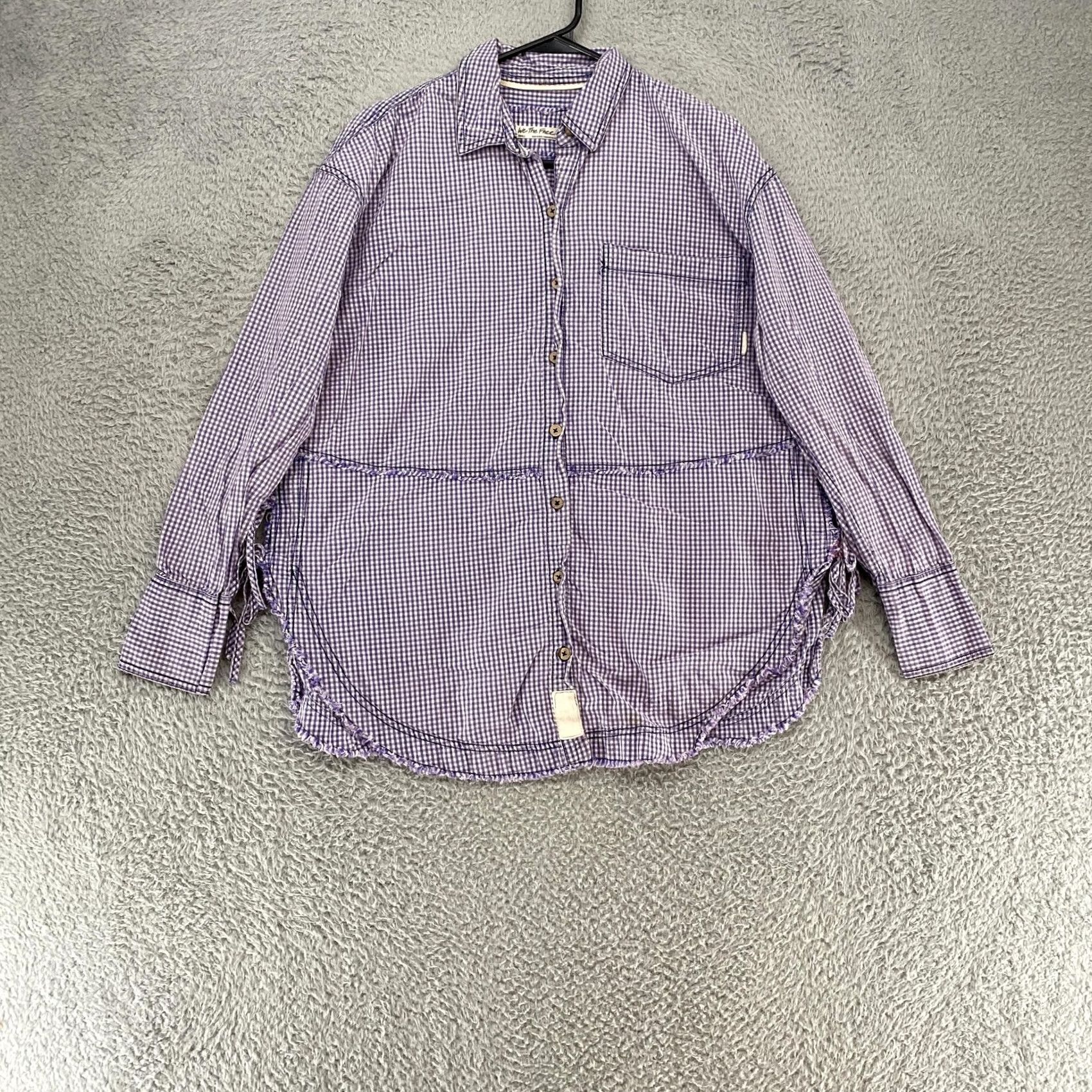 Vintage VINTAGE We The Free Shirt Womens Small Purple Gingham Check Oversized Button-Up Shirt Womens Small Purple Gingham Check Oversized Size S / US 4 / IT 40 - 2 Thumbnail