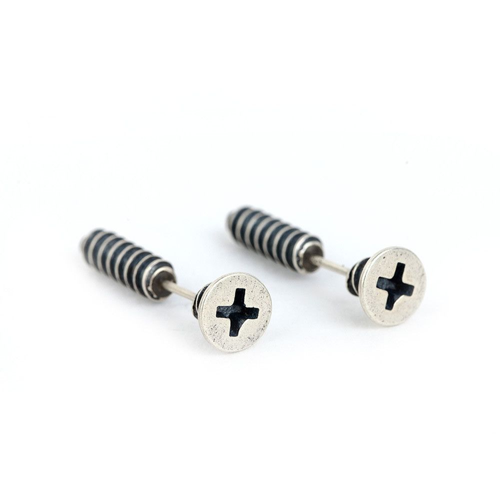 Jewelry Screw Hip-hop Earrings One Pairs Chrome Jewelry Size ONE SIZE - 5 Thumbnail