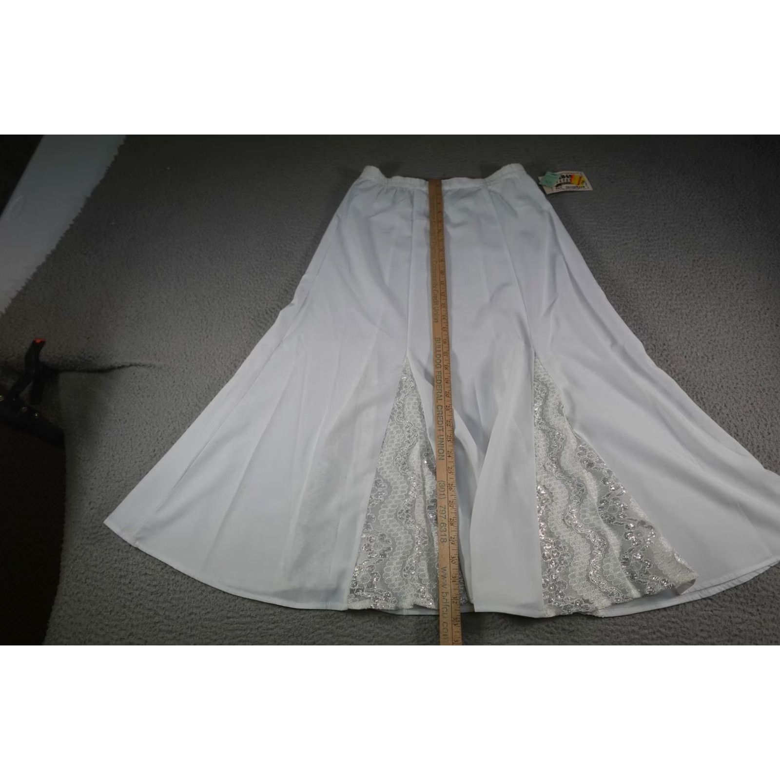 Vintage VINTAGE 1849 Authentic Ranchwear Skirt Womens Small White Sequin Lace Cowboy Maxi Long Elastic Waist Pull On - 90s Style Size 28" / US 6 / IT 42 - 6 Thumbnail