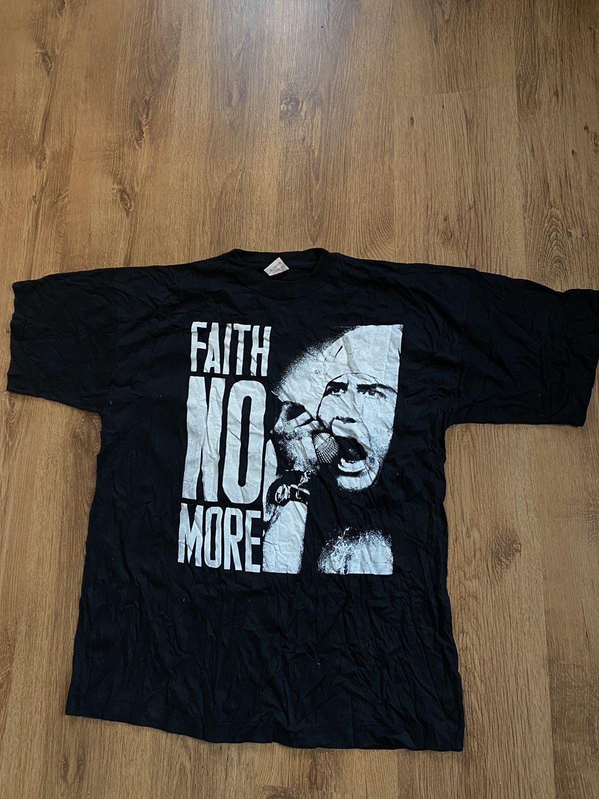 image of Band Tees x Rock Tees Vintage 90's Faith No More Single Stich Big Logo Tee in Black, Men's (Size XL