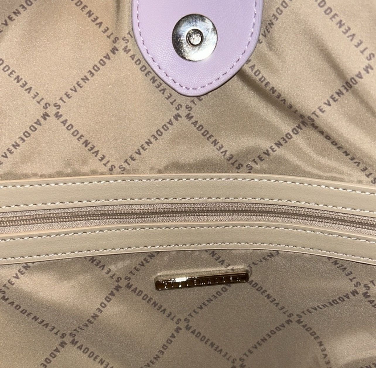 Steve Madden Steve Madden Gentle Lavender Raffia Tote Bag with Wristlet Size ONE SIZE - 7 Thumbnail