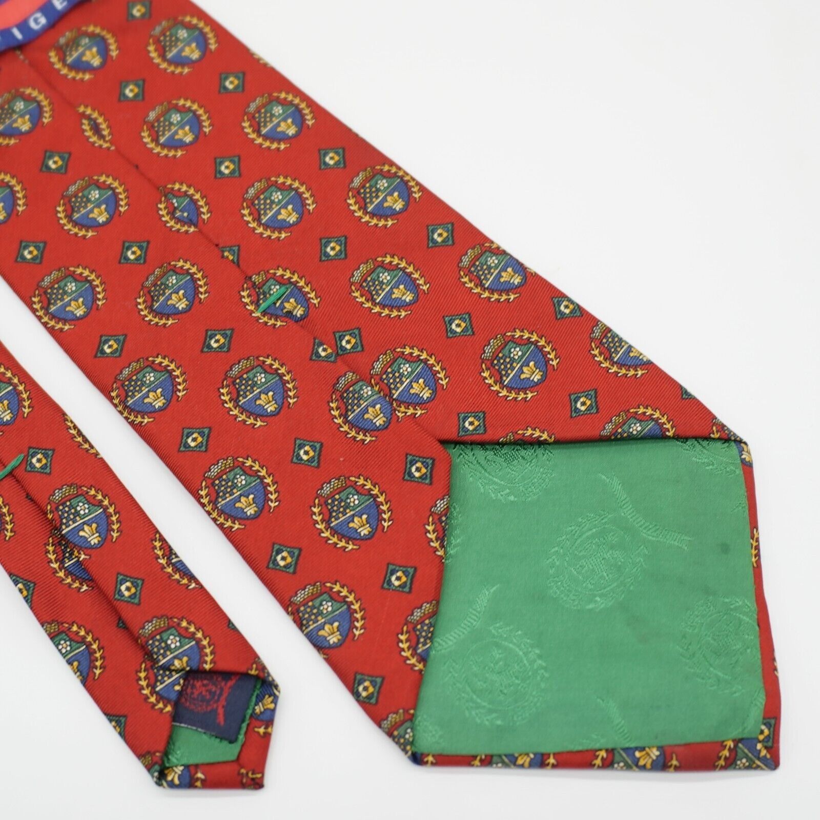 Tommy Hilfiger Vintage Tommy Hilfiger Red Crest Print Italian Silk Tie Wide Size ONE SIZE - 6 Thumbnail