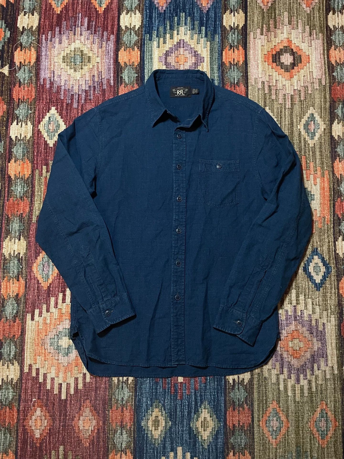 RRL Ralph Lauren RRL Vintage Indigo Cotton-Linen Work Shirt Size US M / EU 48-50 / 2 - 1 Thumbnail