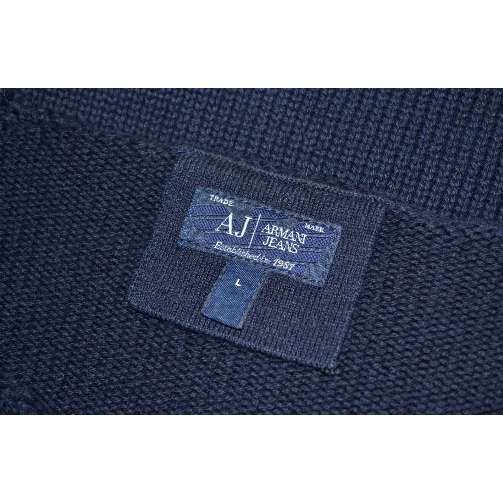Vintage Armani Jeans Men's Sweater Jumper Pullover Cotton Knit Round Neck Black Gray Size L AJ Logo Jumper Mens Size US L / EU 52-54 / 3 - 5 Thumbnail