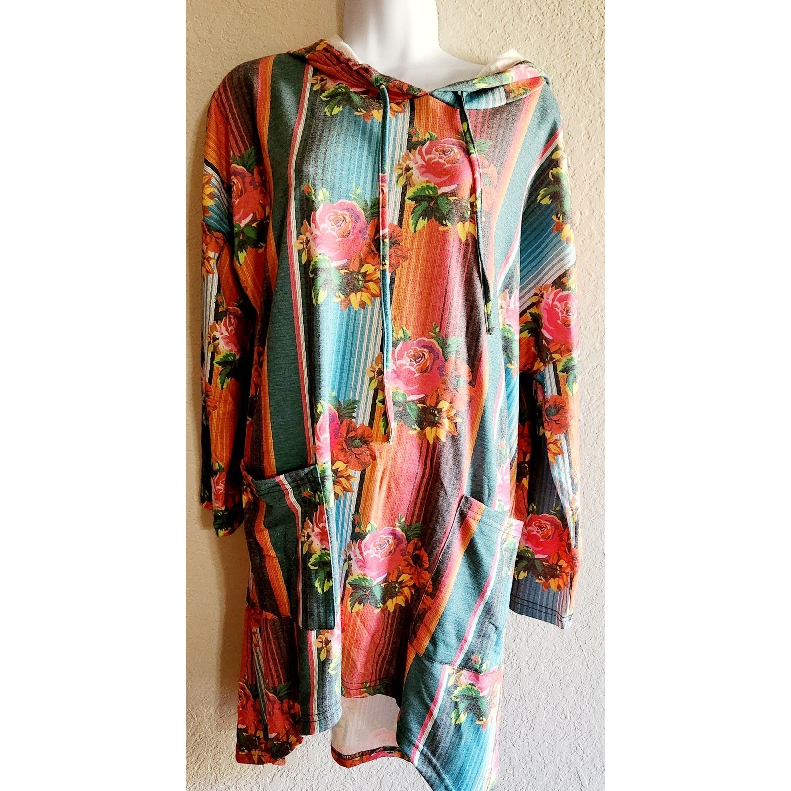 Other Crazy Train Multi Color Floral Hooded Top Large Pockets NWTS Size L / US 10 / IT 46 - 1 Thumbnail