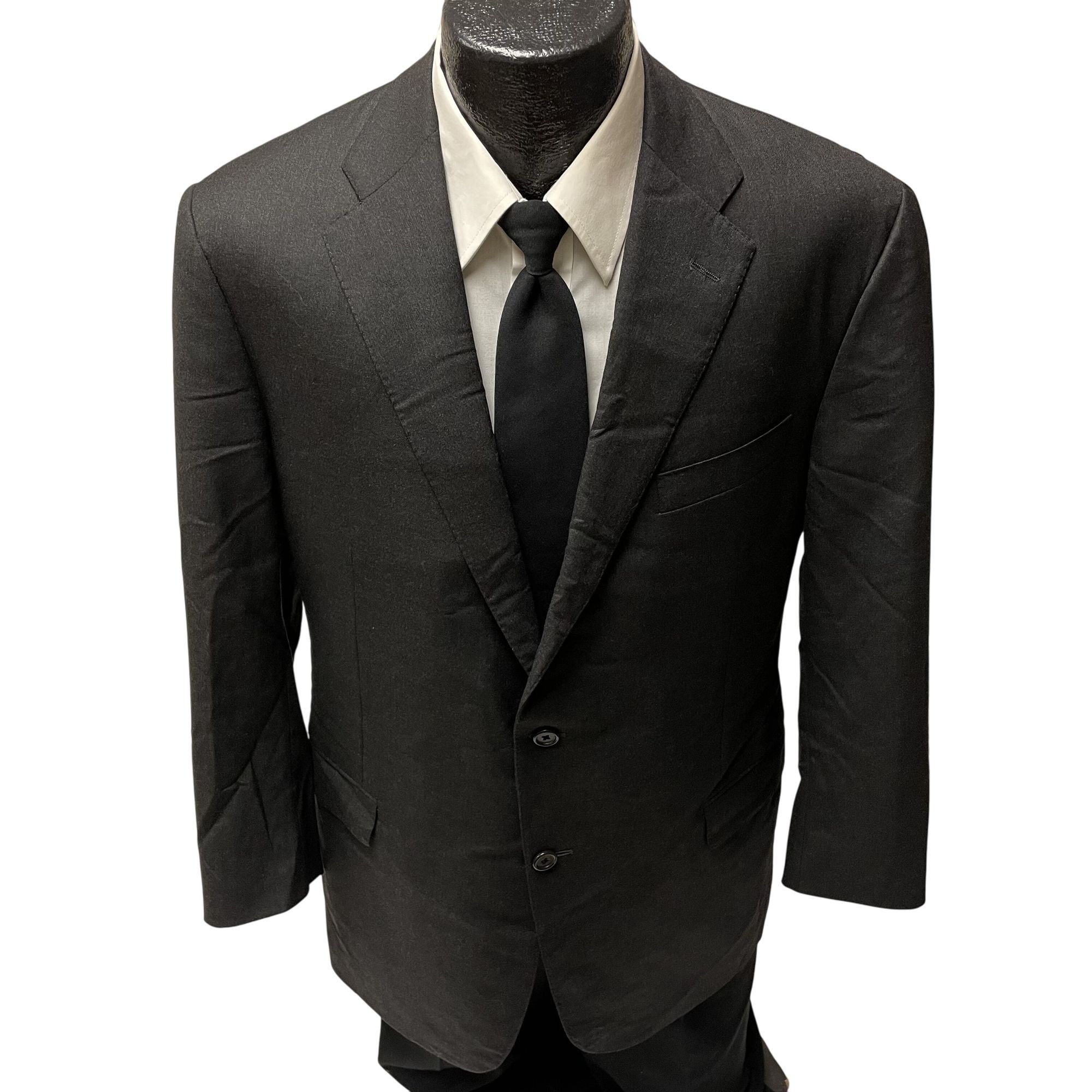 Hickey Freeman Vtg Hickey Freeman Loro Piana CHARCOAL Black Wool Sport Coat Size 44S - 1 Thumbnail
