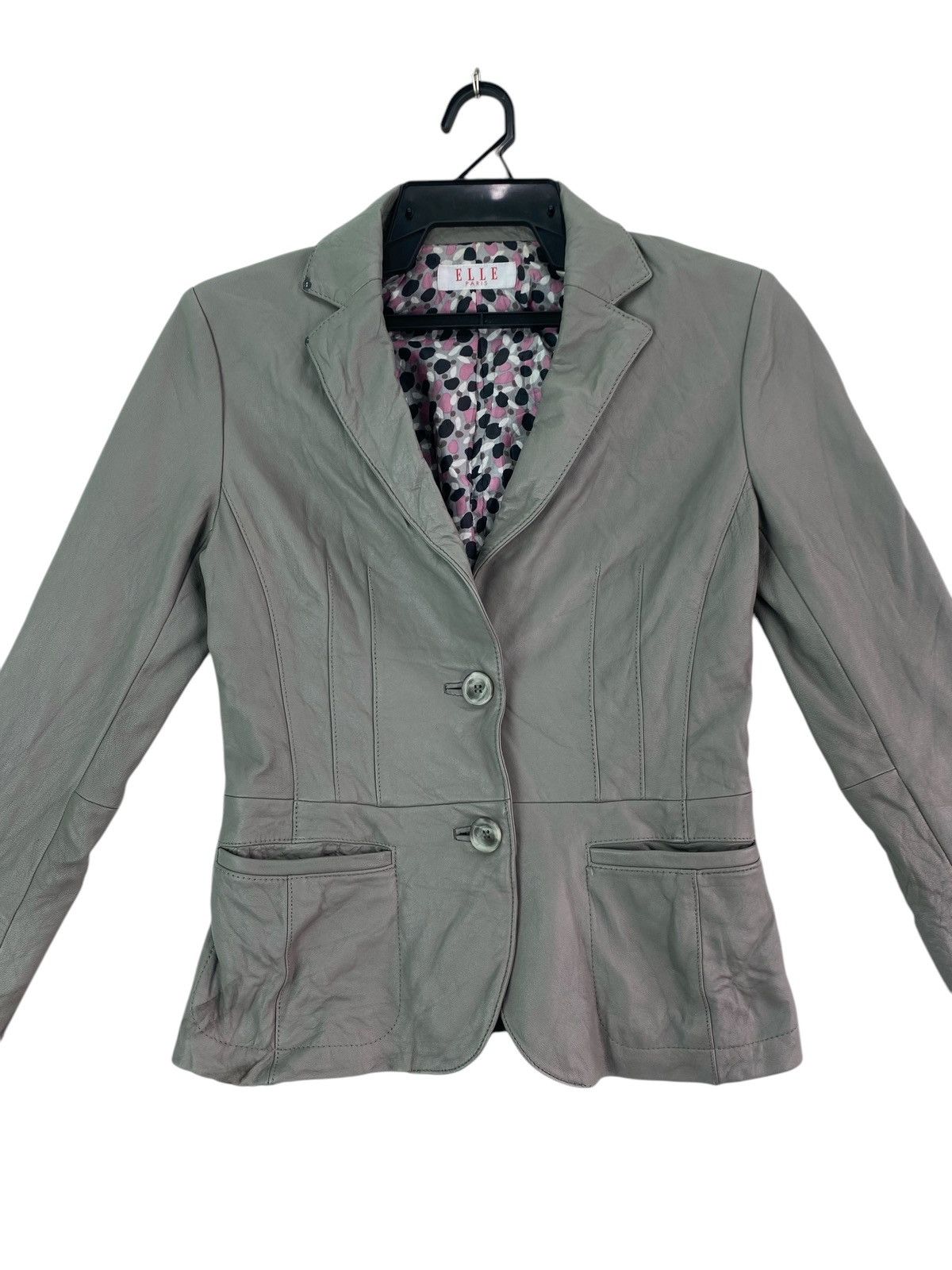 Vintage Vtg 90s ELLE Paris leather blazer jacket Size XS / US 0-2 / IT 36-38 - 2 Thumbnail