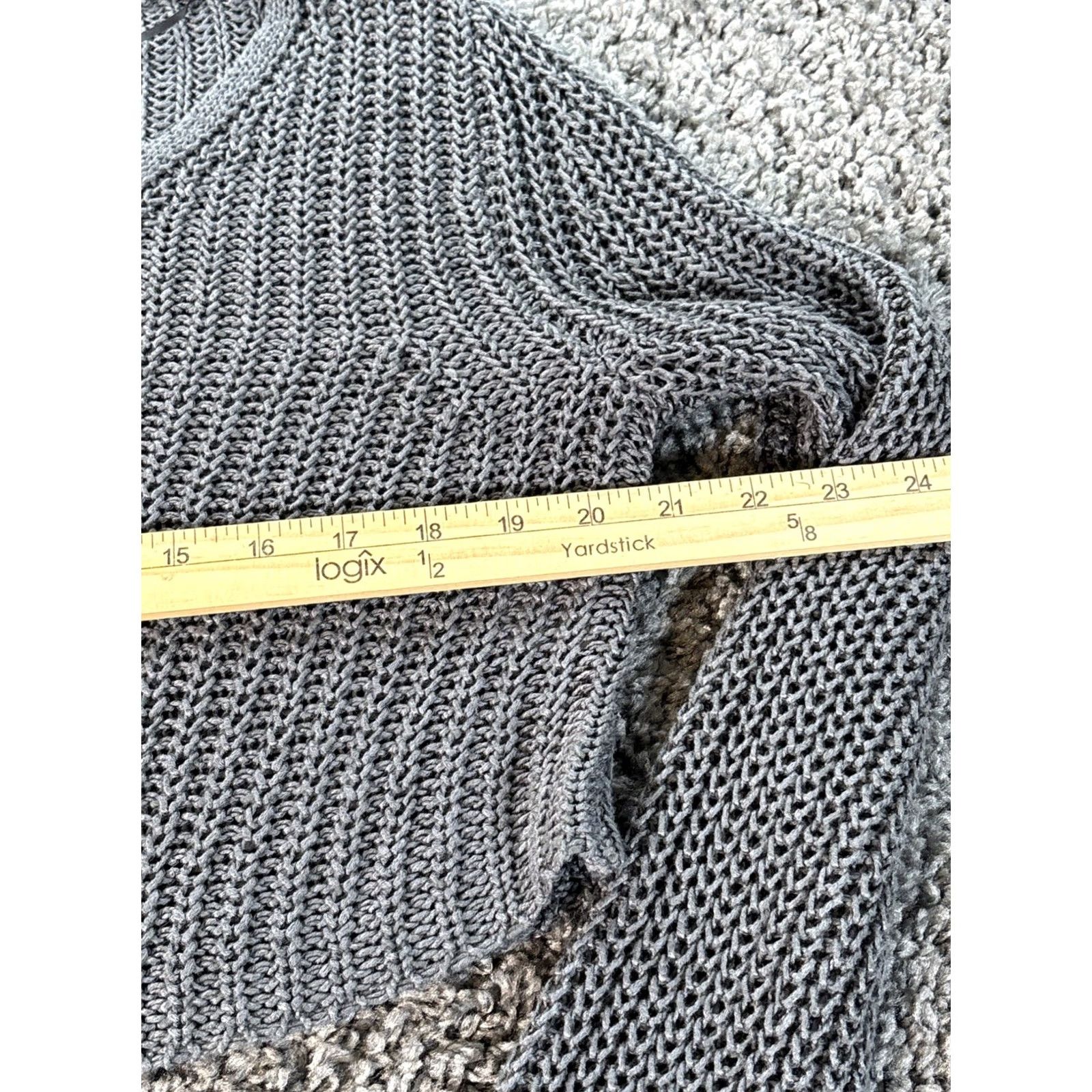 Vintage La Hearts Cardigan Sweater Womens XL Gray Open-Knit Crochet Boat Neck Drape Y2K Long Sleeve Cable Knit Vintage? Size XL / US 12-14 / IT 48-50 - 3 Thumbnail