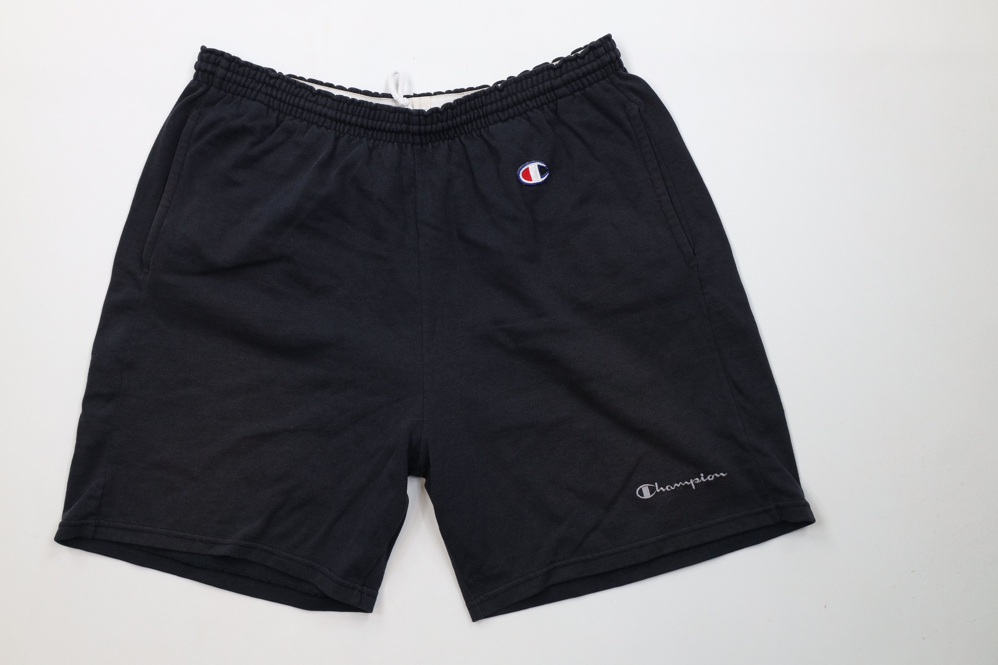 Champion Vintage 90s Champion Spell Out Heavy Above Knee Shorts Black Size US 36 / EU 52 - 1 Thumbnail
