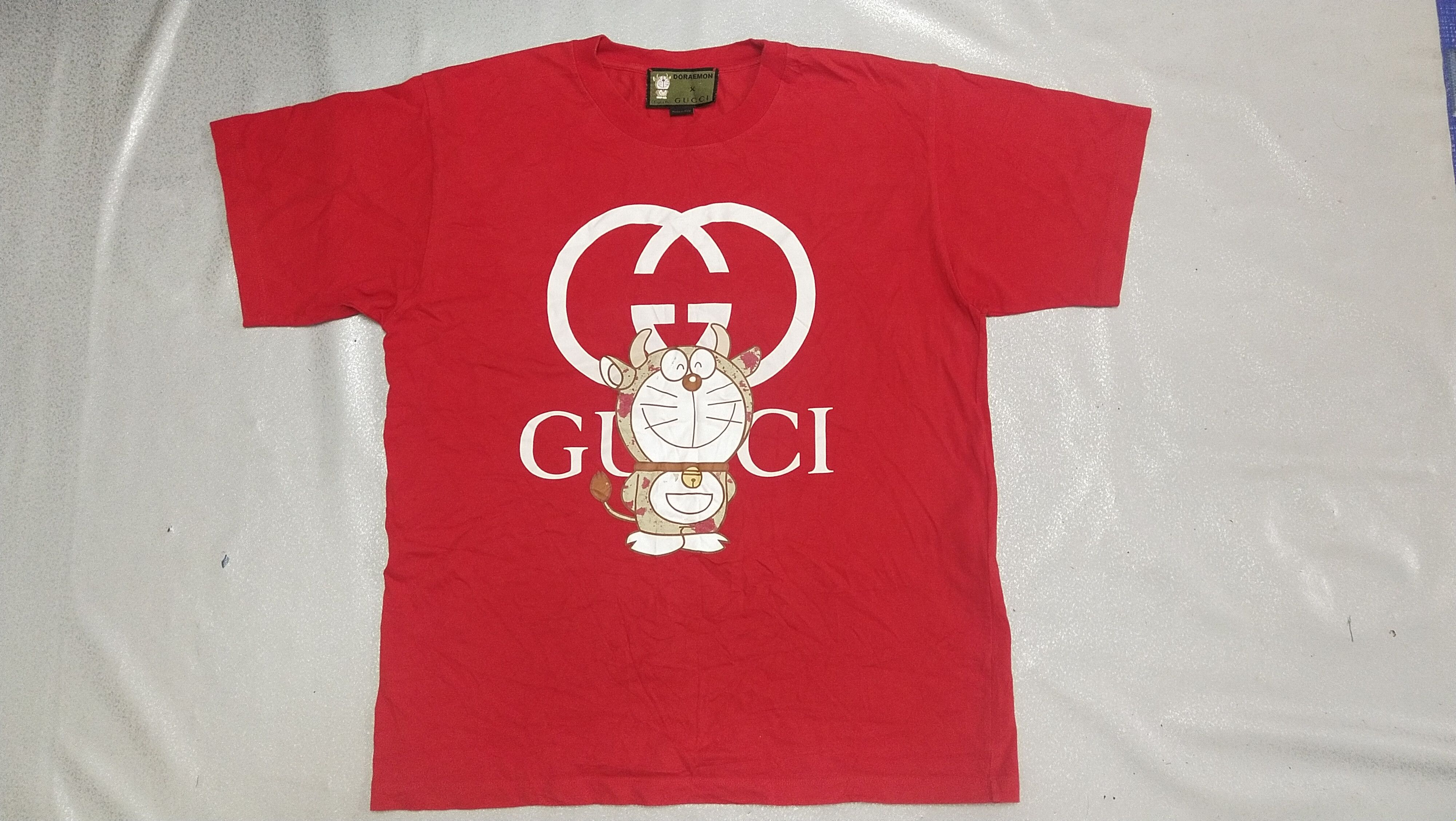 image of Gucci X Doraemon T Shirt in Red, Men's (Size Small)