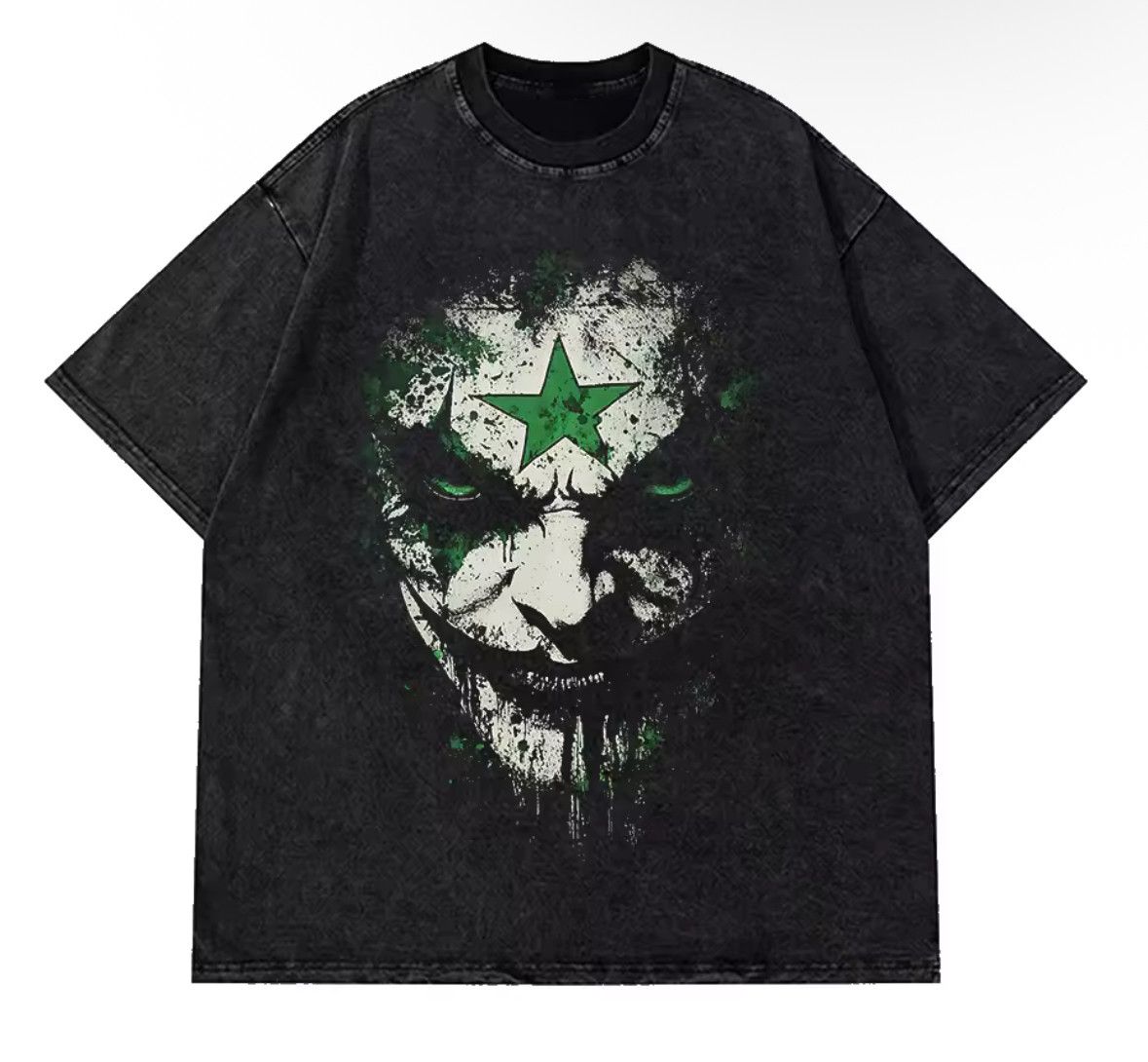 Japanese Brand Vintage Gothic Star Clown Print Washed Short Sleeve T-Shirt Size US XXL / EU 58 / 5 - 1 Thumbnail