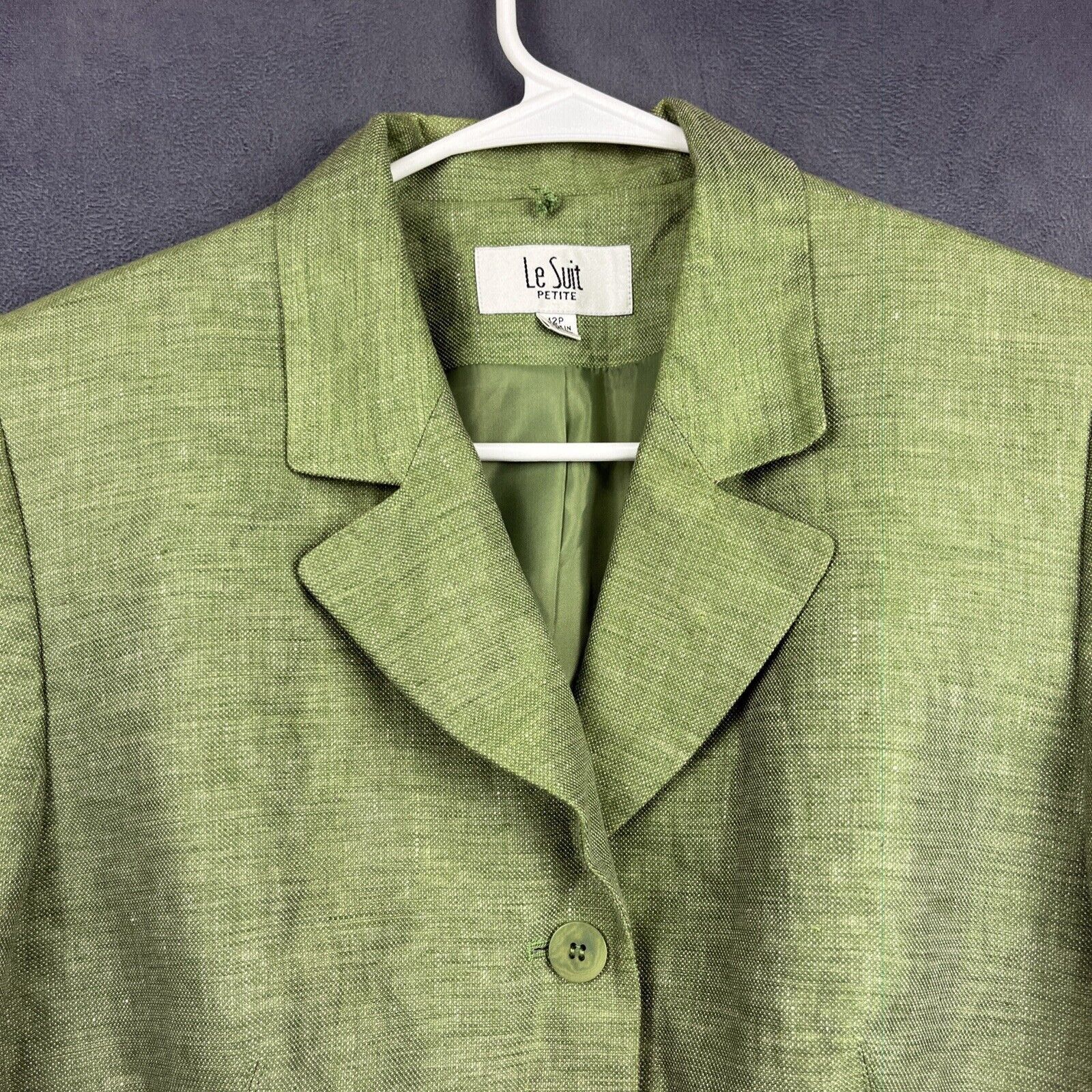 Other Le Suit Petite 100% Linen Blazer Jacket Women 12P Green Vtg Size XL / US 12-14 / IT 48-50 - 5 Thumbnail