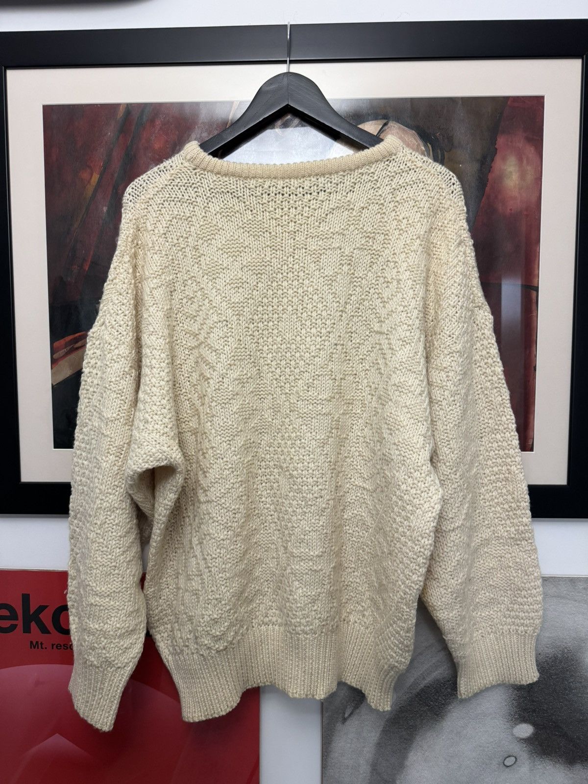 Vintage Australian Vintage 90s Lana Wool Sweater Knit Beige Oversize Size US L / EU 52-54 / 3 - 3 Thumbnail