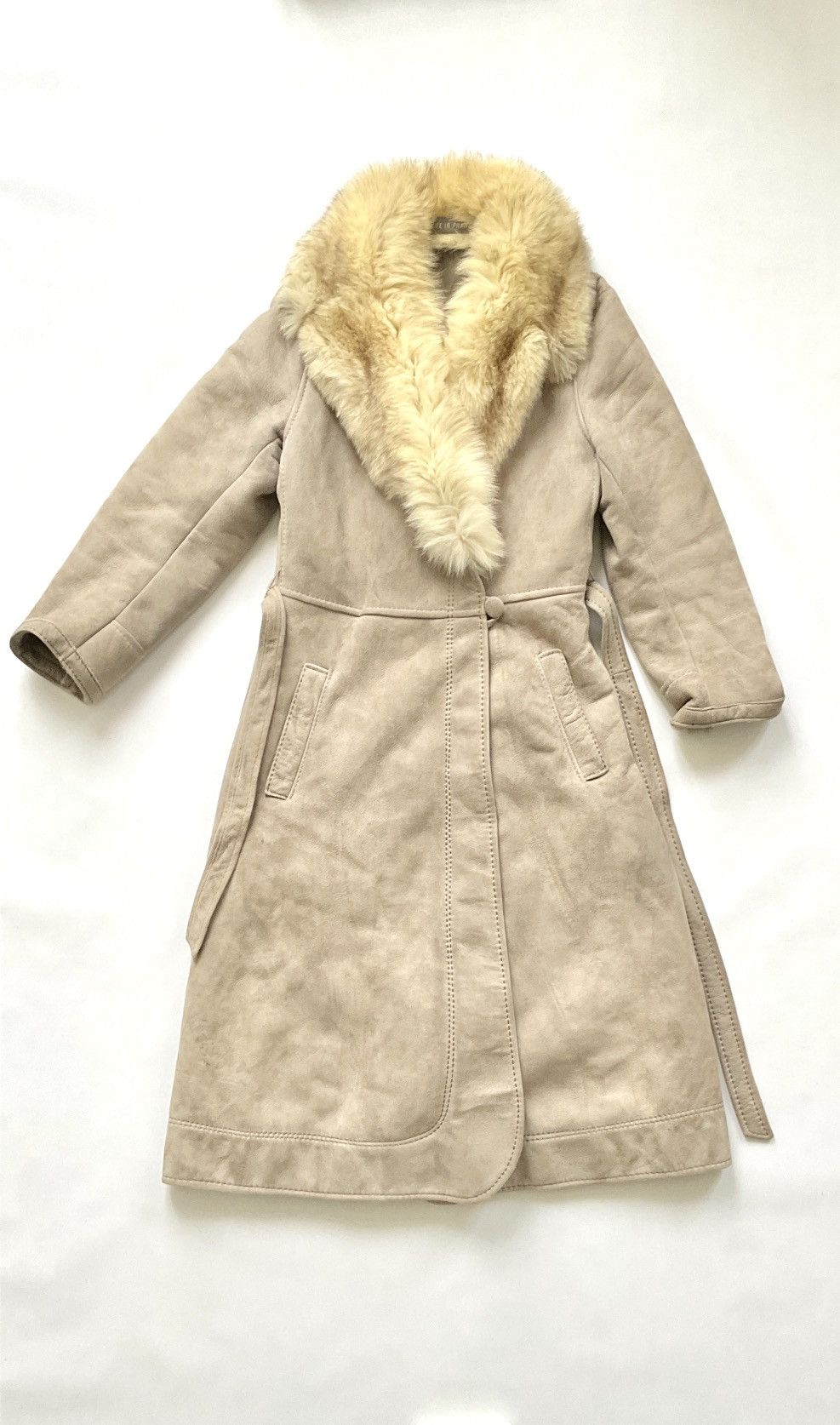Vintage Vintage daim coat with grey lining and fur collar Size M / US 6-8 / IT 42-44 - 3 Thumbnail