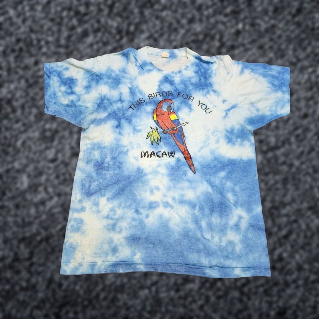 Vintage VINTAGE 70s Screen Stars T-Shirt Men Medium Short Sleeve Cotton Blend Blue Waves Bird Design Distressed USA Size US L / EU 52-54 / 3 - 1 Thumbnail