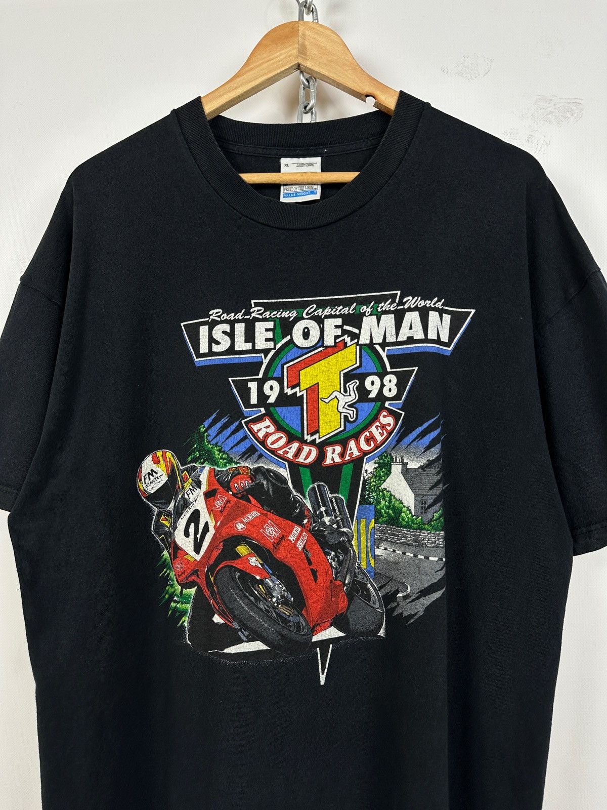 Vintage 1998 Vintage Isle Of Man Road Racing Moto T-Shirt Size US XL / EU 56 / 4 - 4 Thumbnail