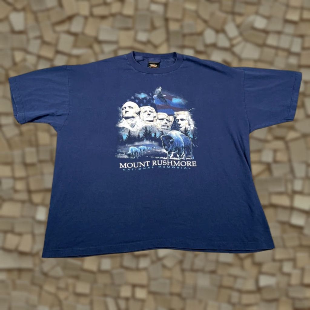 Vintage VINTAGE Mount Rushmore Shirt XL Blue 90s USA Made Prairie Mountain Mens T-Shirt Size US XL / EU 56 / 4 - 1 Thumbnail