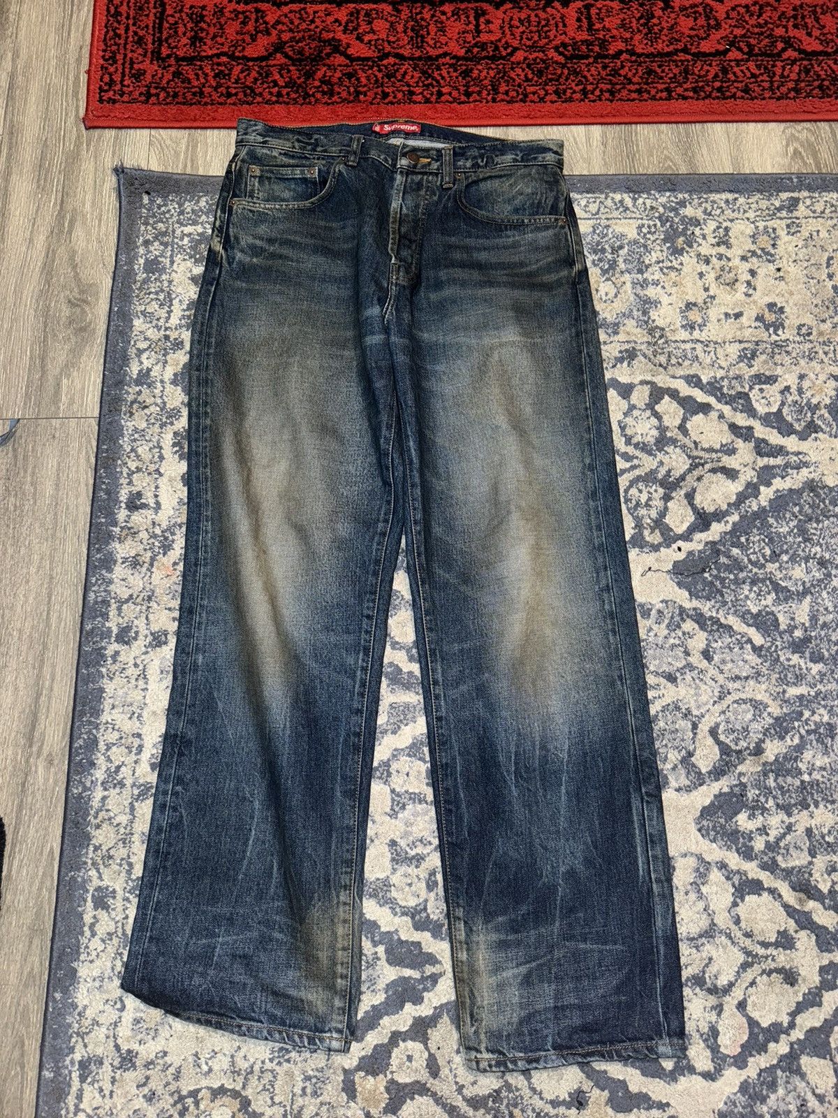 Supreme Supreme Distressed Loose Fit Selvedge Jean | Grailed