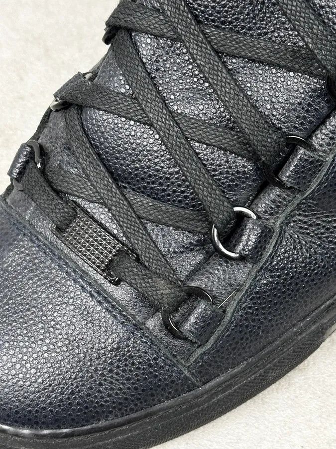 Balenciaga 2010s Balenciaga Dark Navy Arena Grained Leather High Sneakers Size US 9.5 / EU 42-43 - 5 Thumbnail