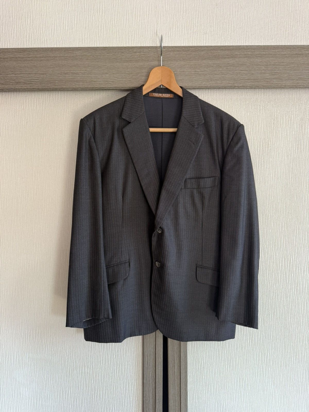 Other Autumn&Winter Vintage Wool Blue-Grey Shadow Stripe Suit Size 42R - 2 Thumbnail