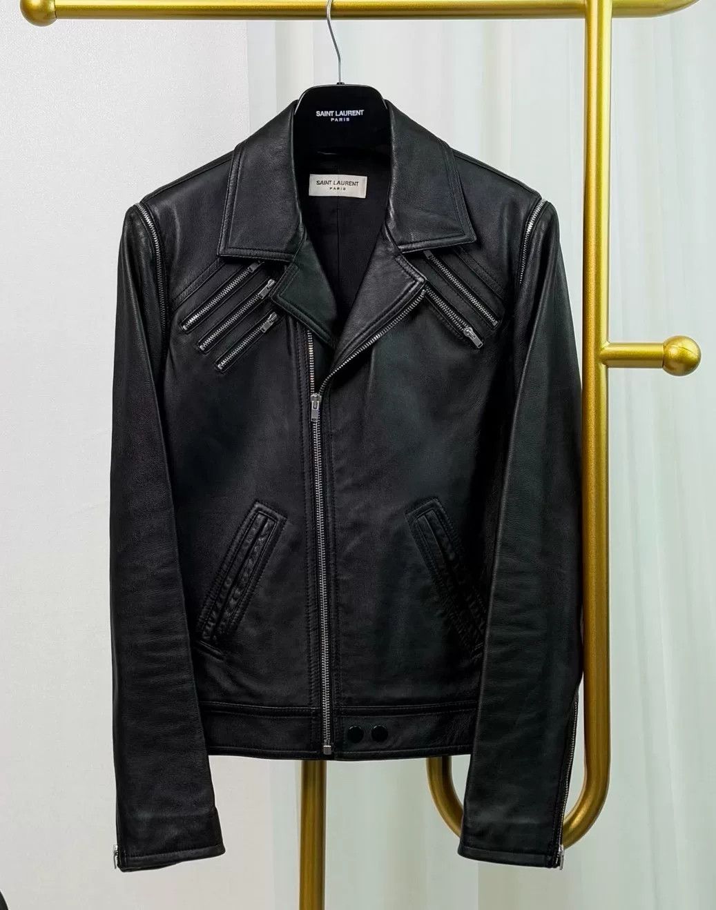 Yves Saint Laurent YSL Biker Lambskin Leather Jacket Size US M / EU 48-50 / 2 - 1 Thumbnail