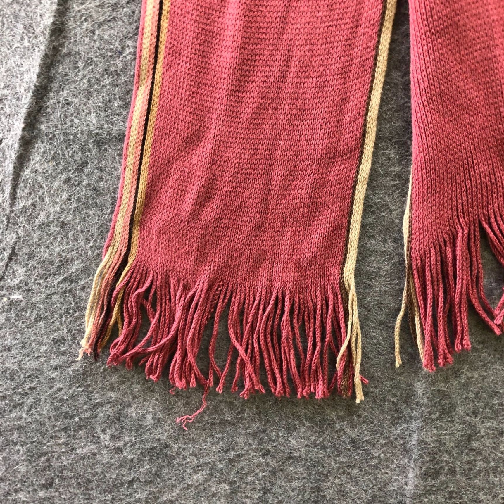 Vintage V. Fraas Germany 100% Bamboo Fringe Rectangle Scarf Pink Raspberry Stripe Womens Shirt/Scarf? Size ONE SIZE - 7 Thumbnail