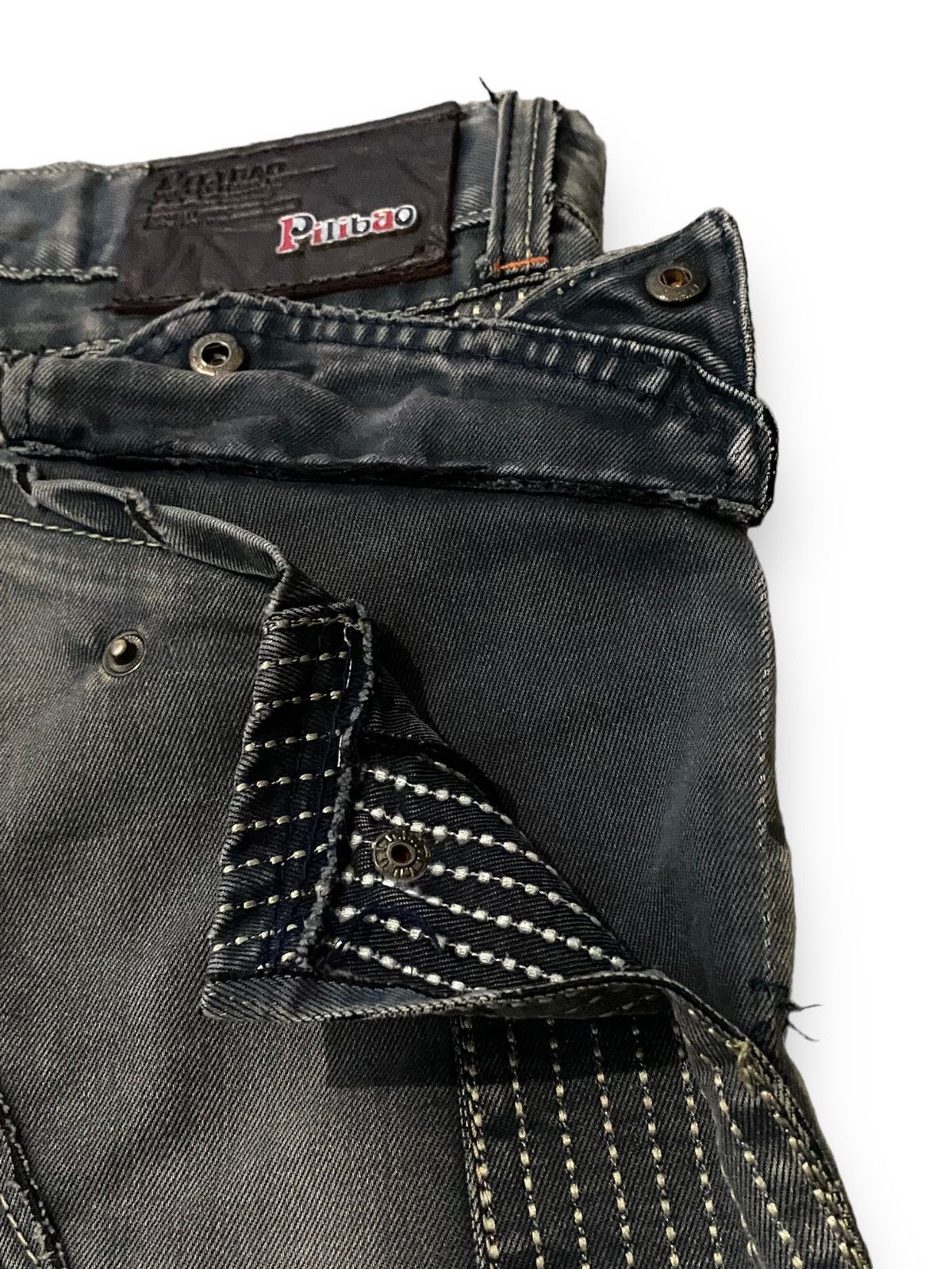 GOSTAR DE FUGA × Hysteric Glamour × Japanese Brand Pilibao Japan Made Biker Jean Multipocket Distressed Padded Size US 31 - 22 Thumbnail