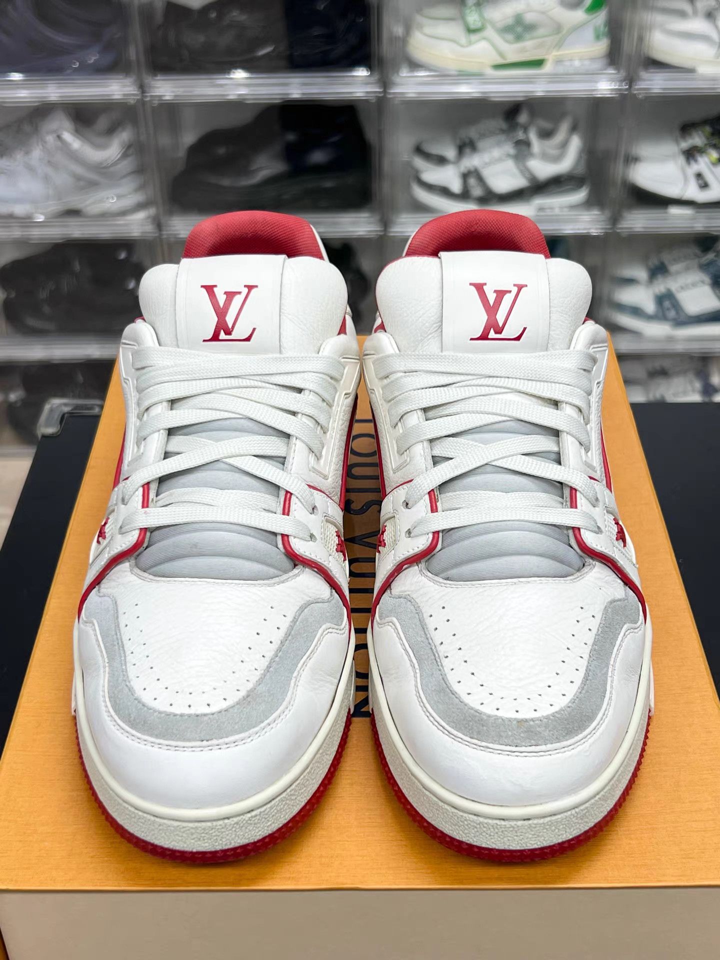 Louis Vuitton LV TRAINER White & Red Sneakers K15 Size US 8 / EU 41 - 2 Thumbnail