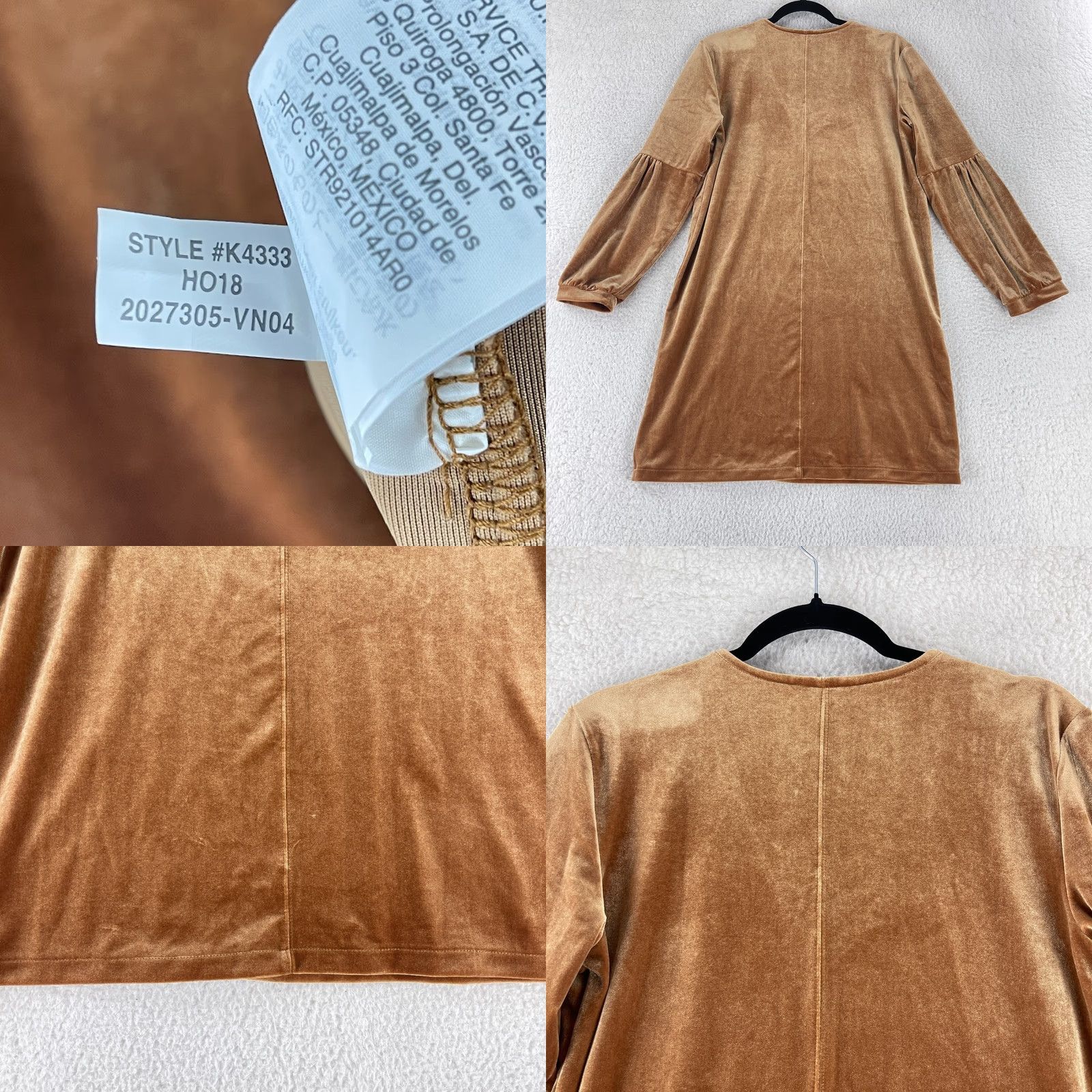 Madewell Madewell Velvet Balloon Sleeve Dress Womens Small Gold V-Neck Pullover Comfy Size S / US 4 / IT 40 - 9 Thumbnail
