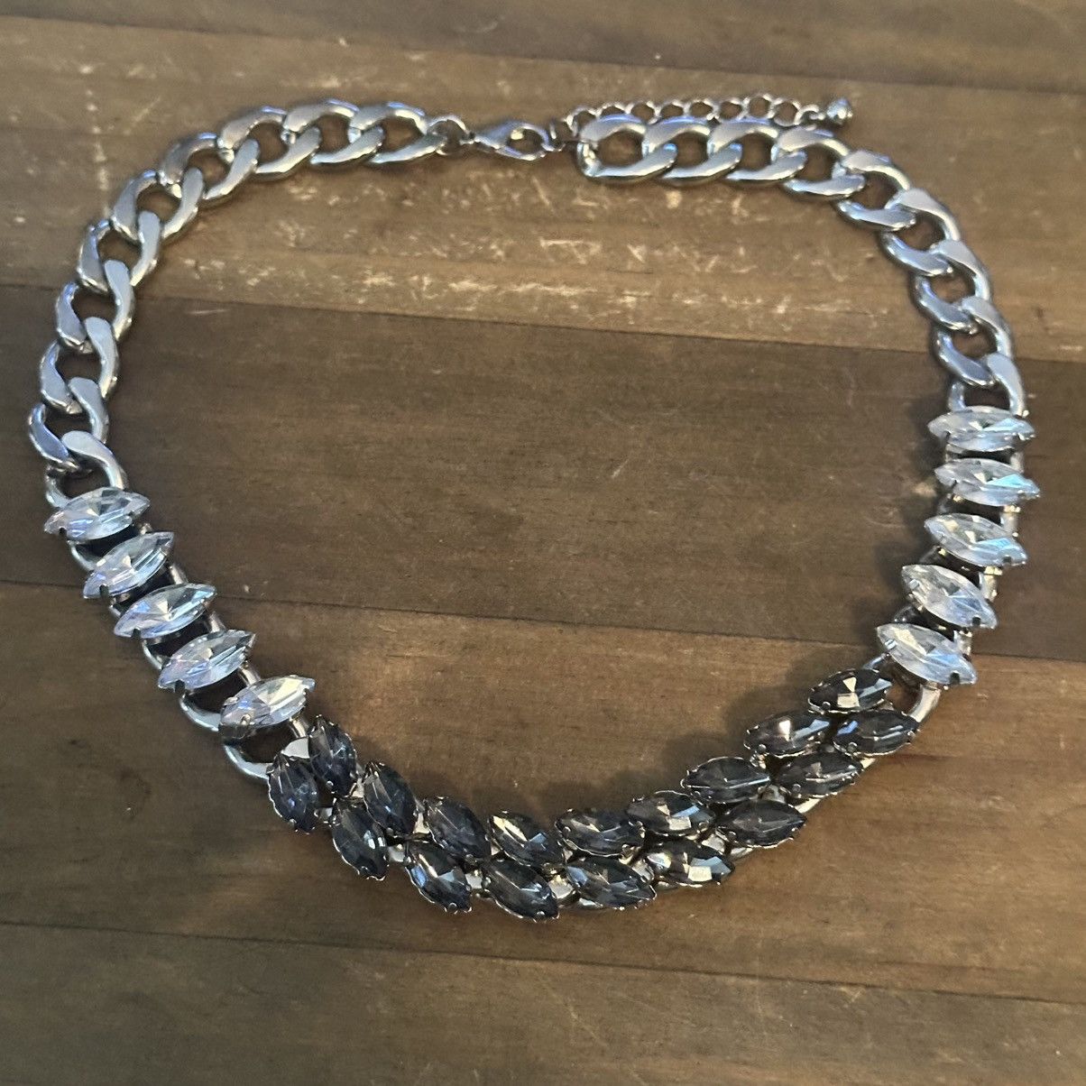 Other Chunky silver tone marquise rhinestone statement necklace Size ONE SIZE - 2 Thumbnail