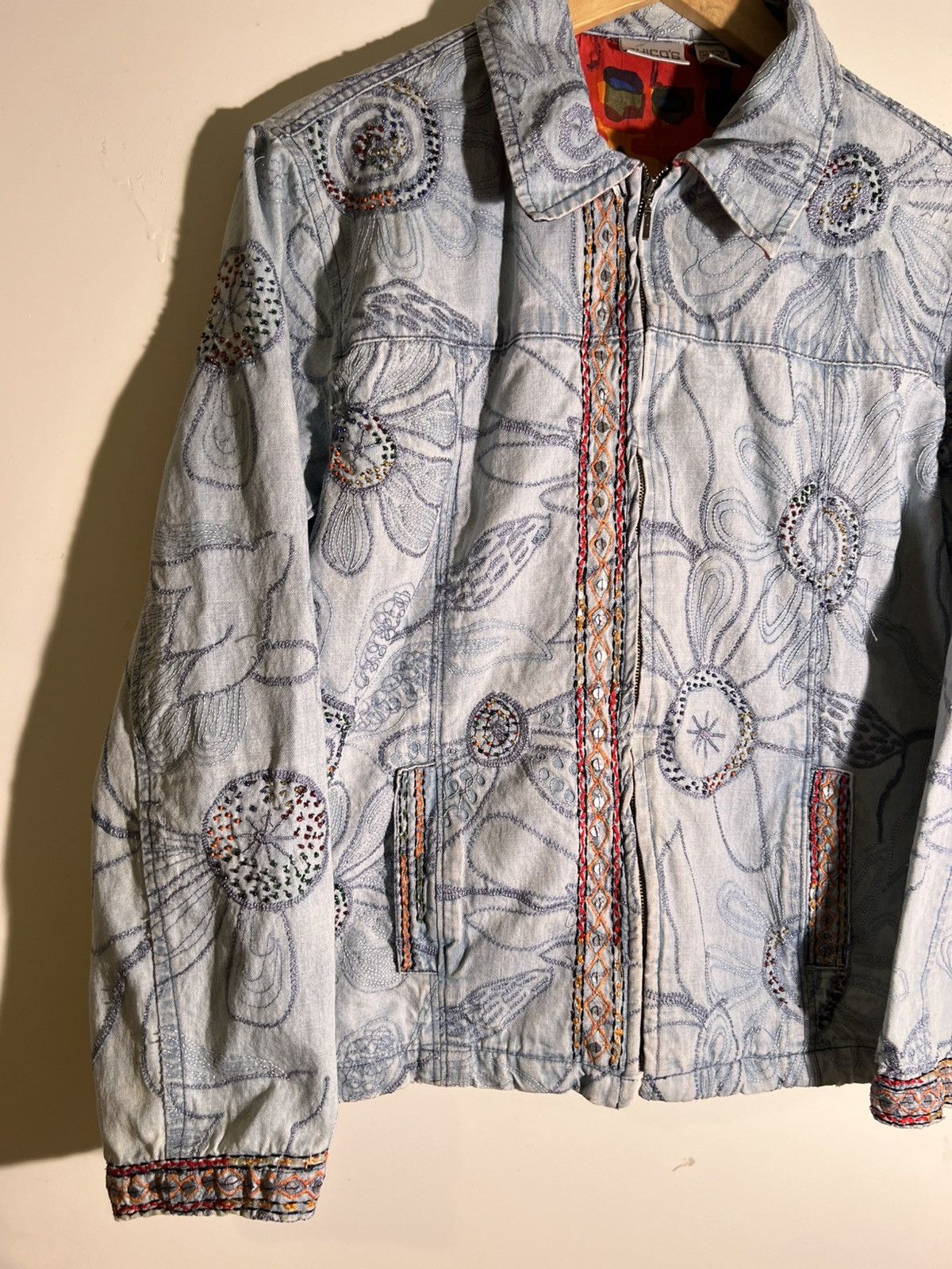 Vintage Y2K 2000’s Vintage Chico’s Floral Denim Retro Indie Jacket Size S / US 4 / IT 40 - 3 Thumbnail